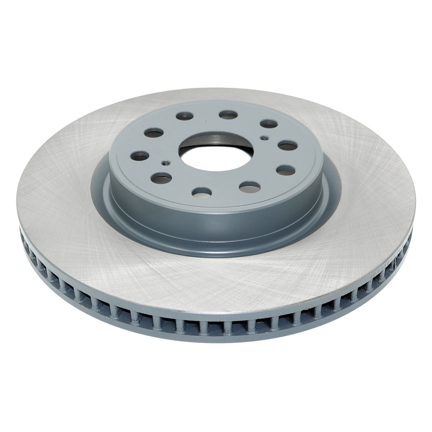 Coated on hat and edge; non-directional swirl finish