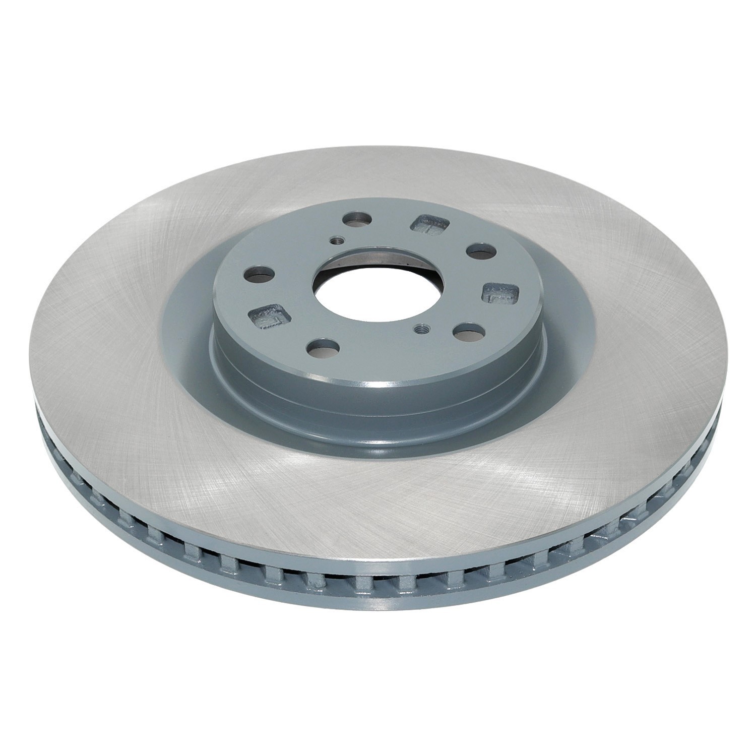 Coated on hat and edge; non-directional swirl finish