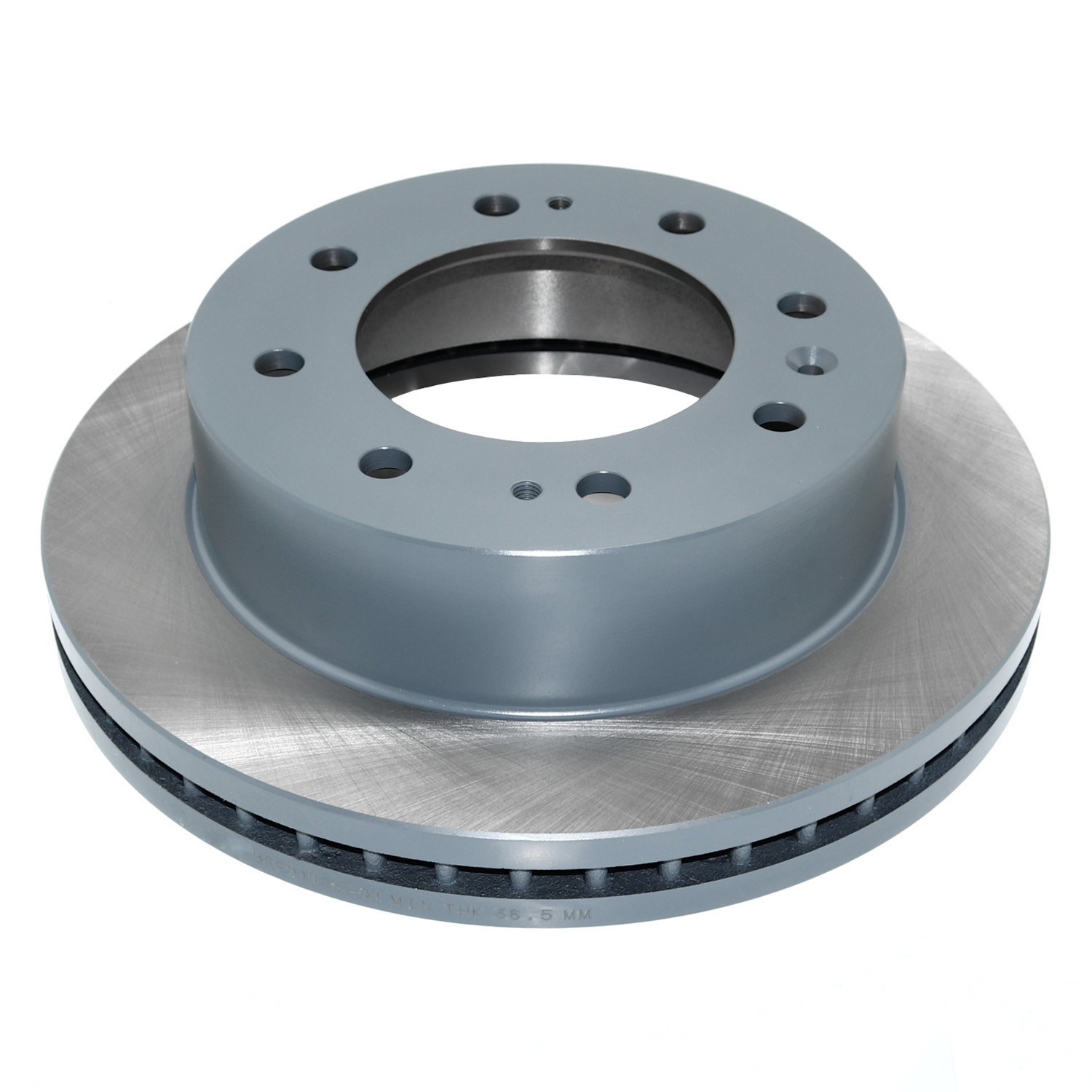 Coated on hat and edge; non-directional swirl finish