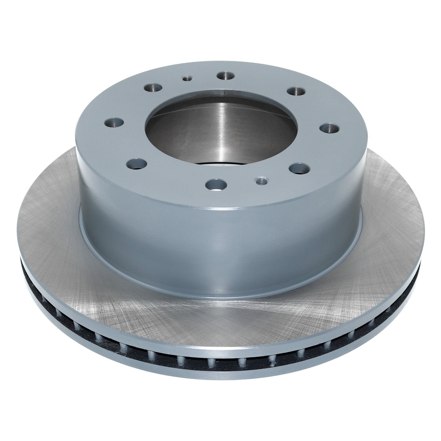 Coated on hat and edge; non-directional swirl finish