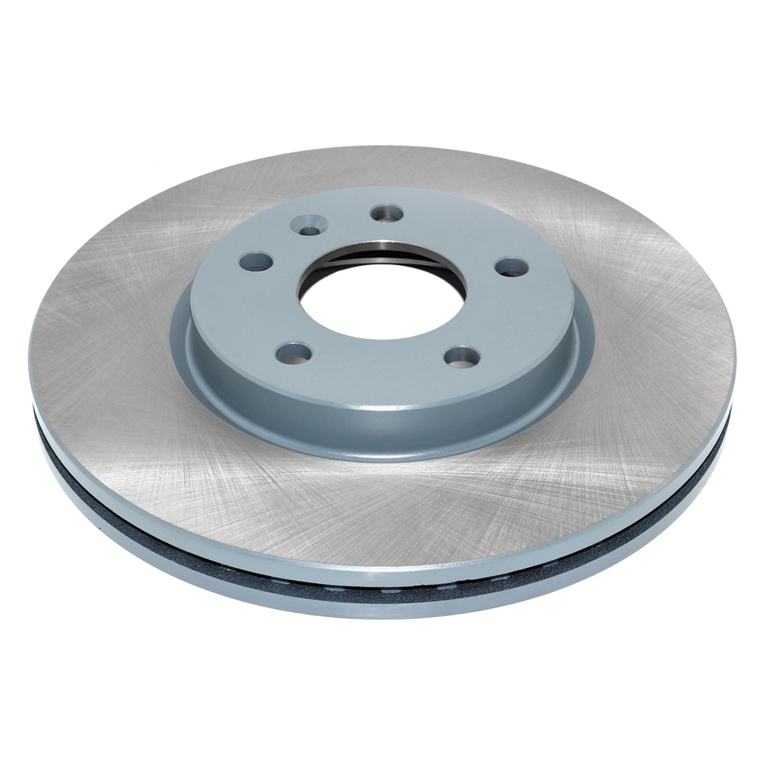 Coated on hat and edge; non-directional swirl finish