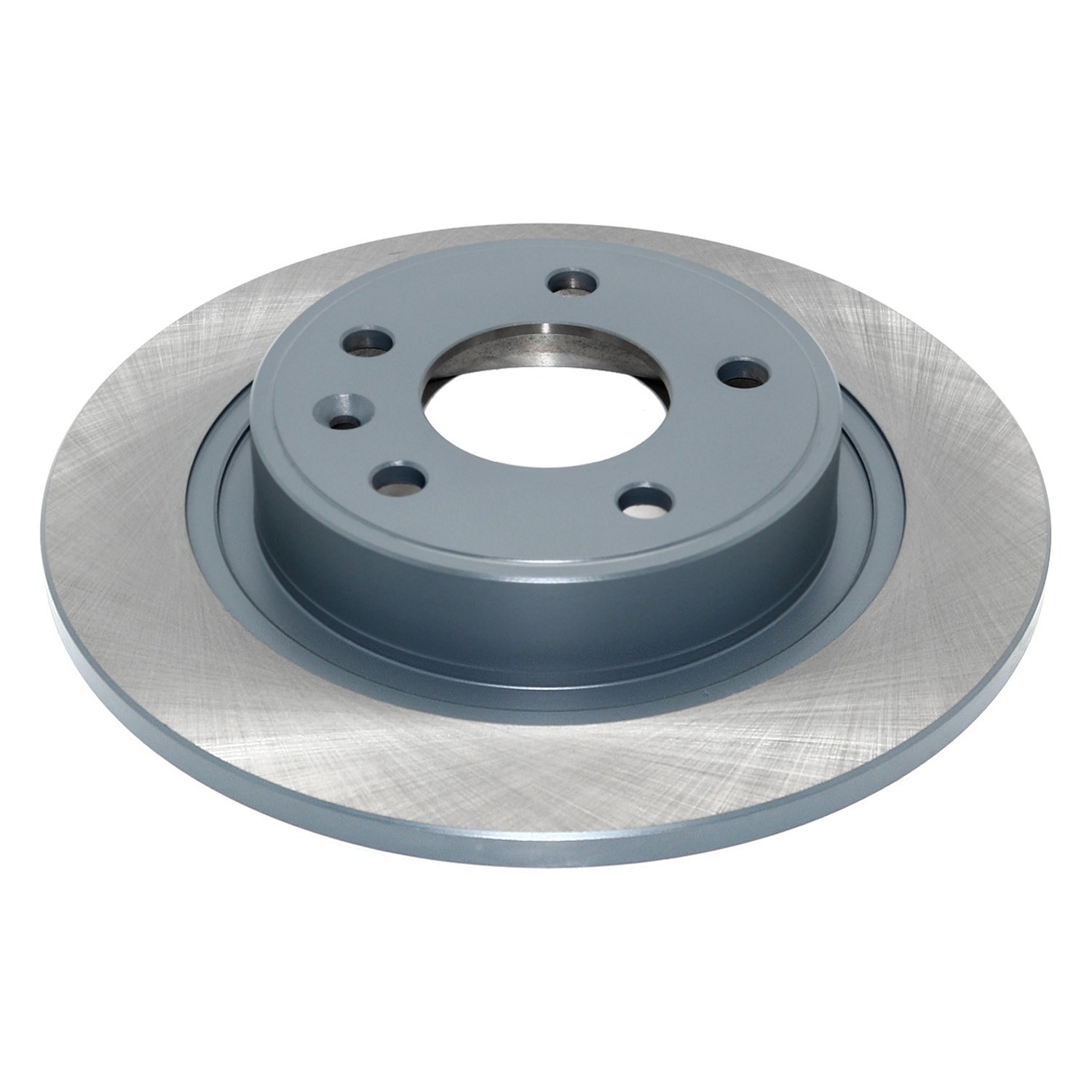 Coated on hat and edge; non-directional swirl finish