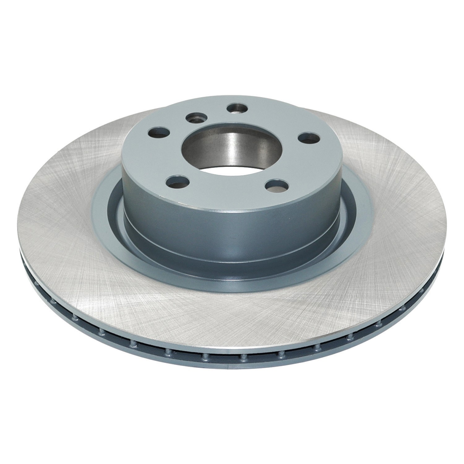 Coated on hat and edge; non-directional swirl finish