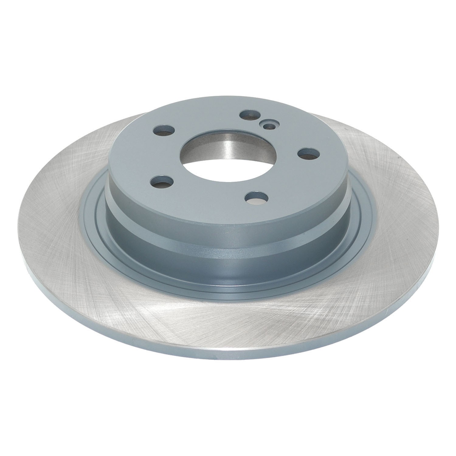 Coated on hat and edge; non-directional swirl finish