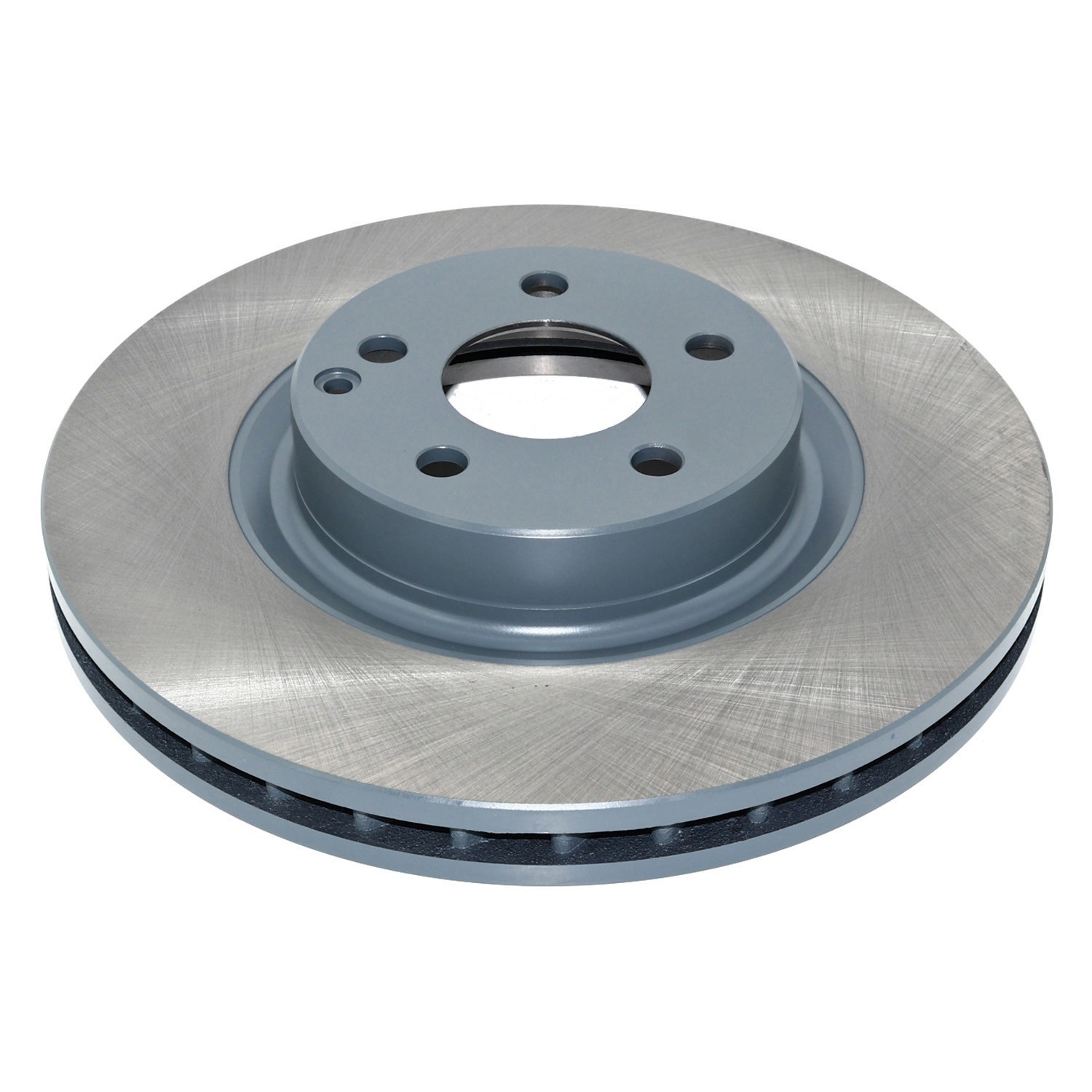 Coated on hat and edge; non-directional swirl finish