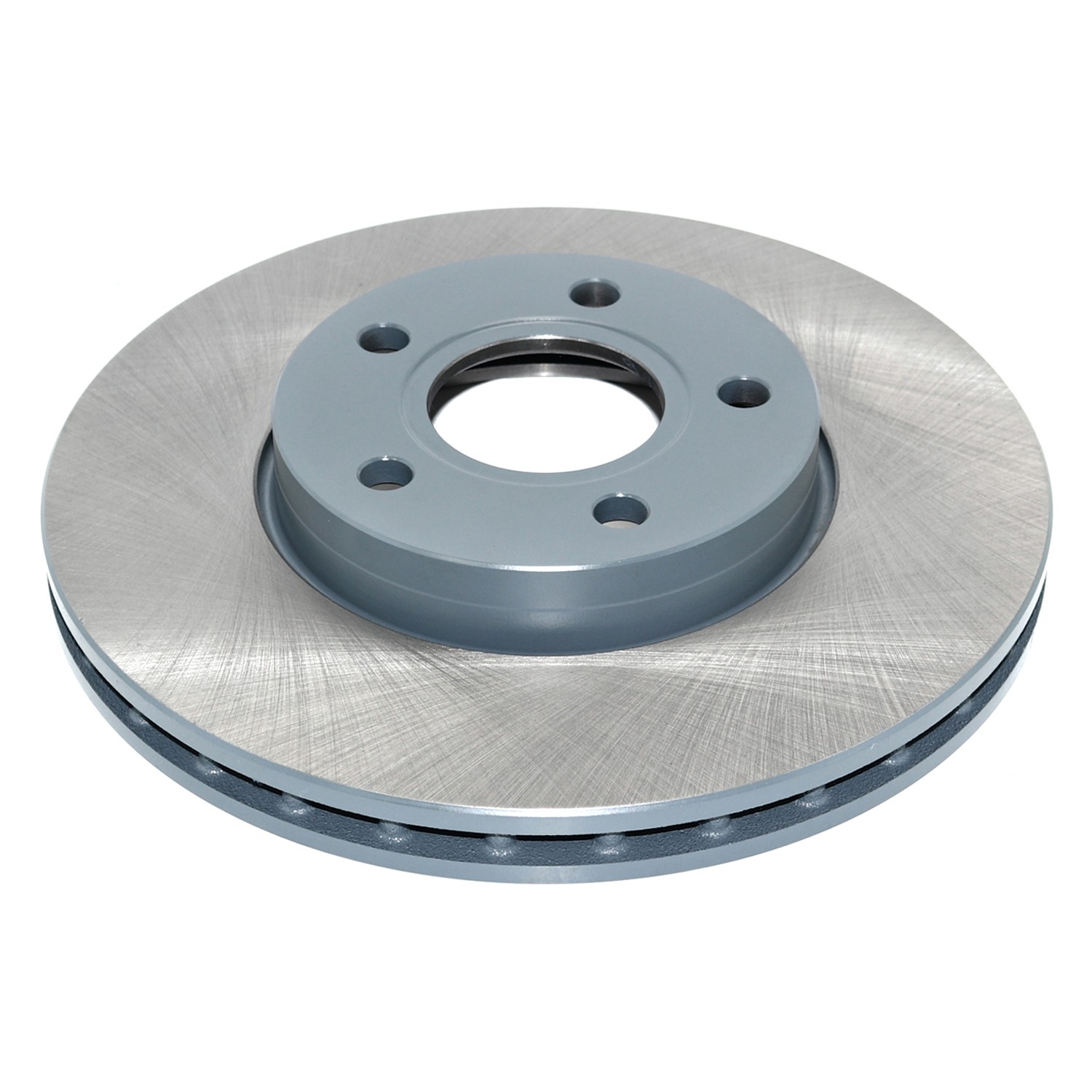 Coated on hat and edge; non-directional swirl finish
