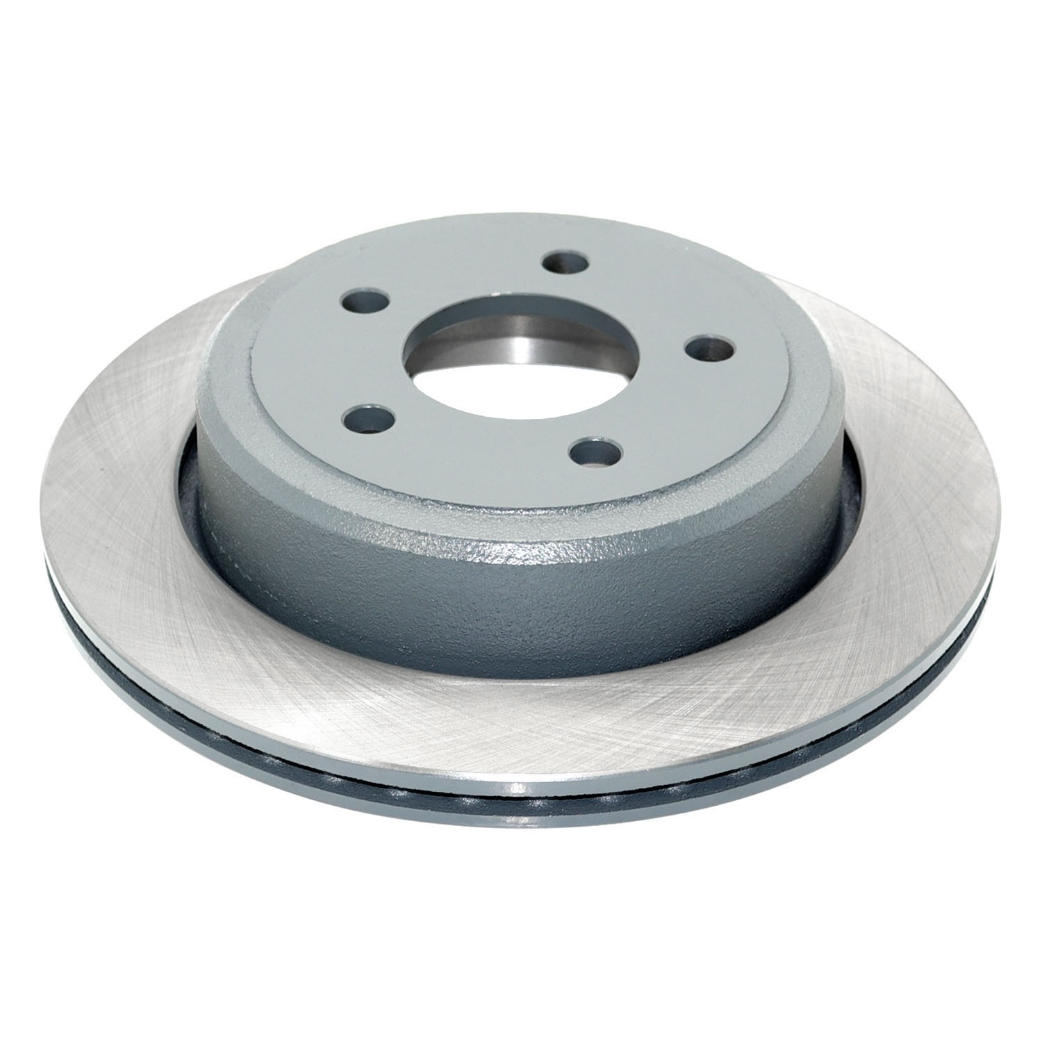 Coated on hat and edge; non-directional swirl finish