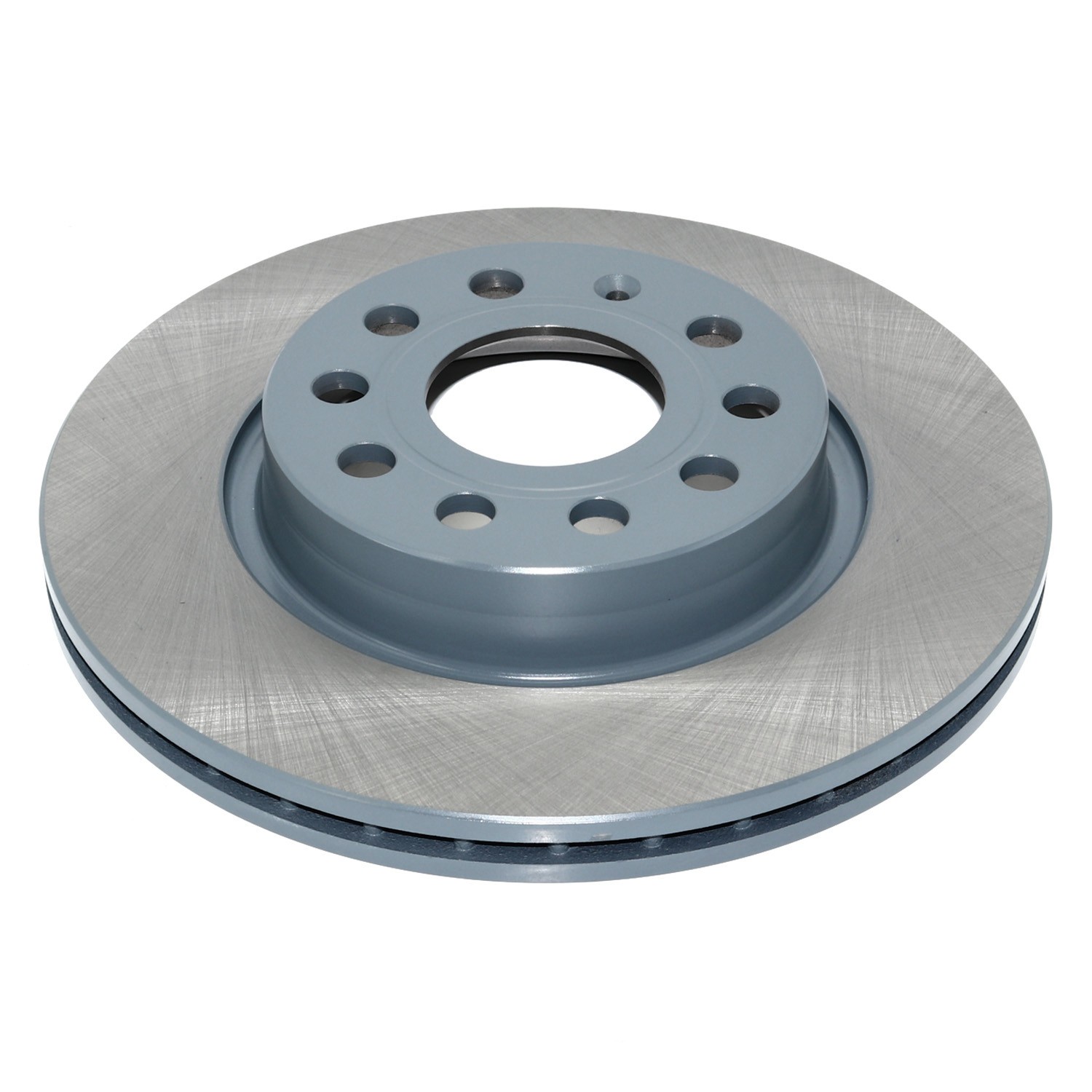 Coated on hat and edge; non-directional swirl finish