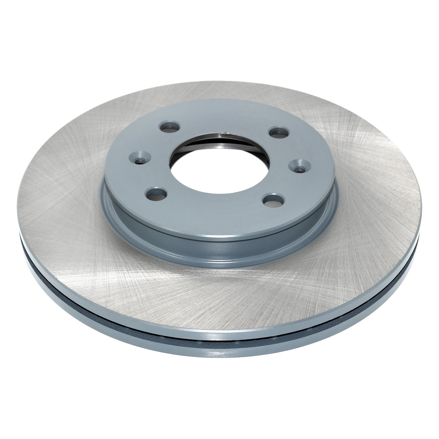 Coated on hat and edge; non-directional swirl finish