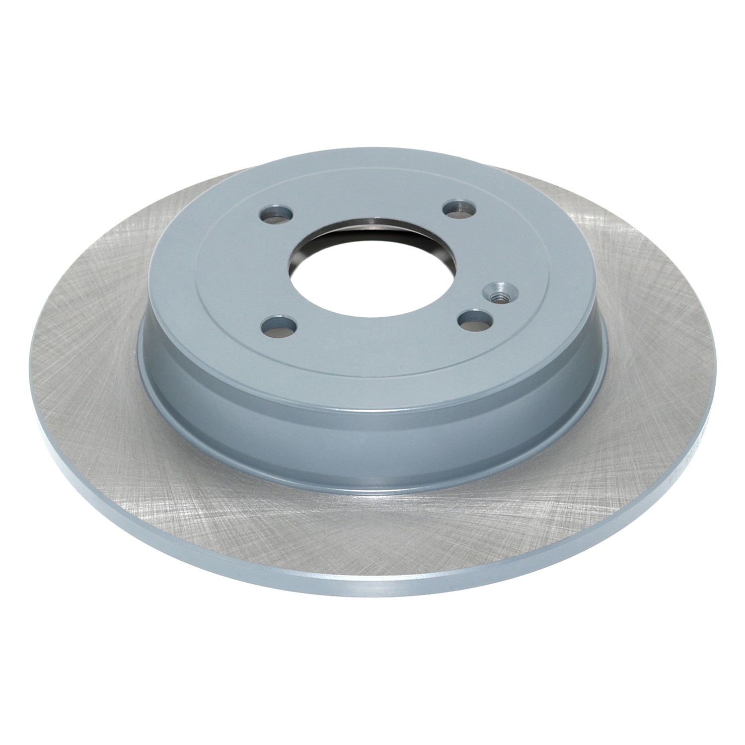 Coated on hat and edge; non-directional swirl finish