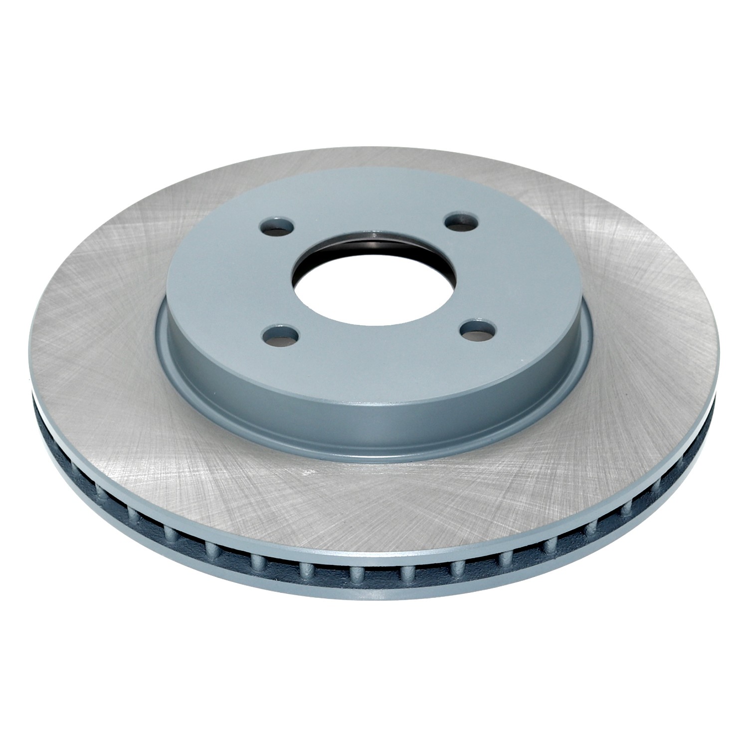 Coated on hat and edge; non-directional swirl finish