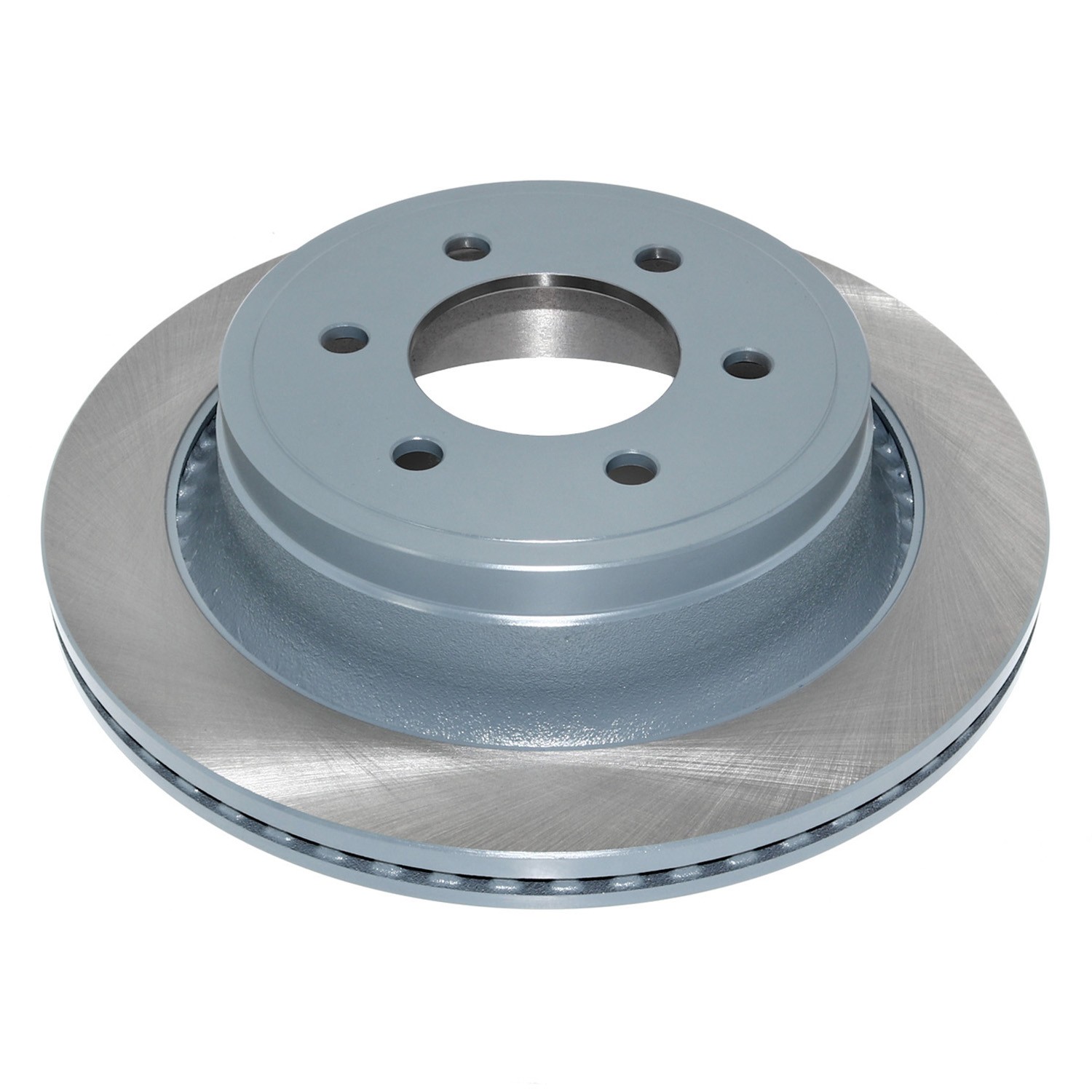 Coated on hat and edge; non-directional swirl finish