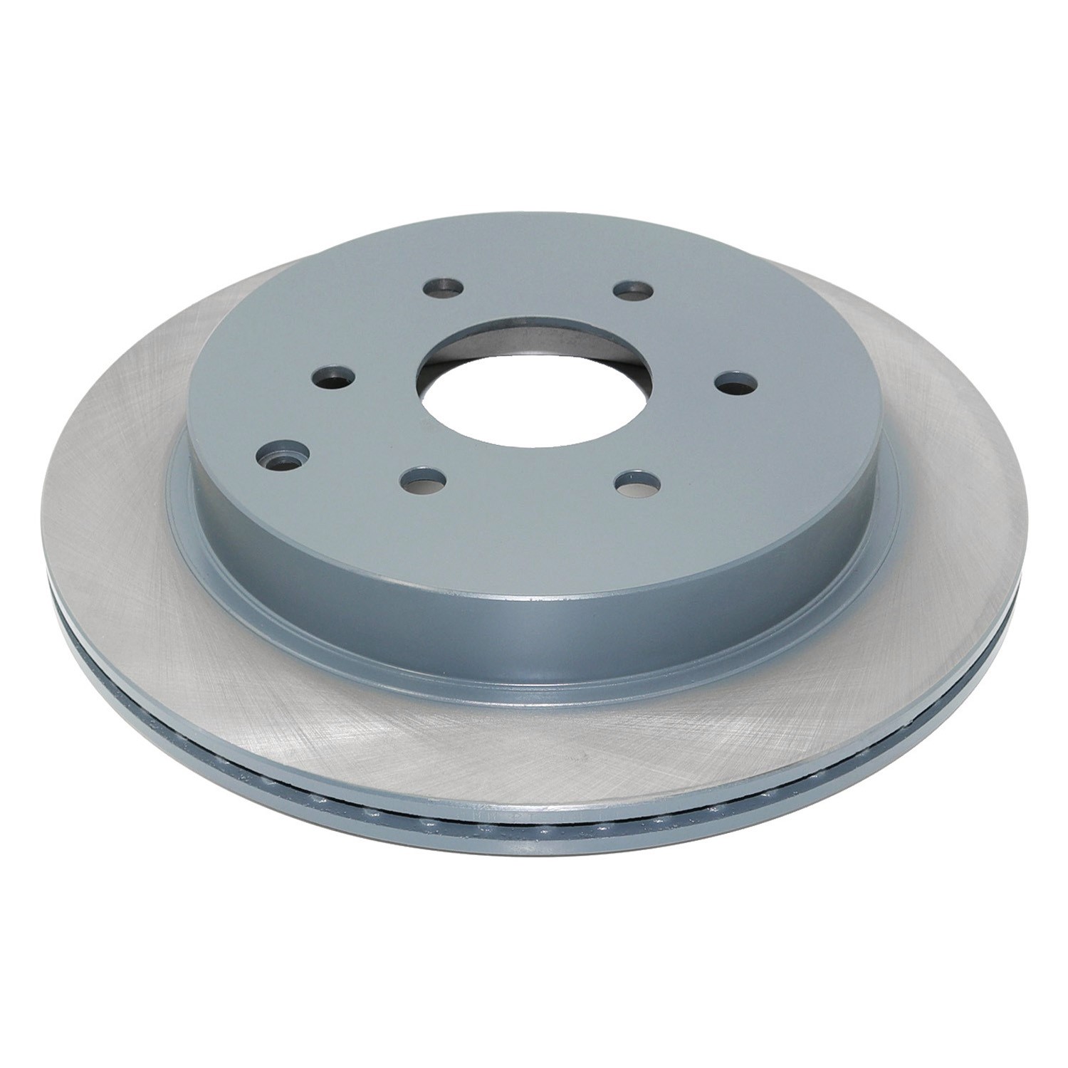 Coated on hat and edge; non-directional swirl finish