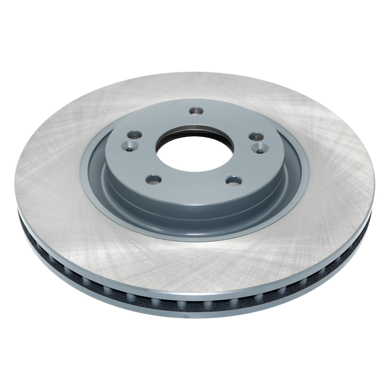 Coated on hat and edge; non-directional swirl finish