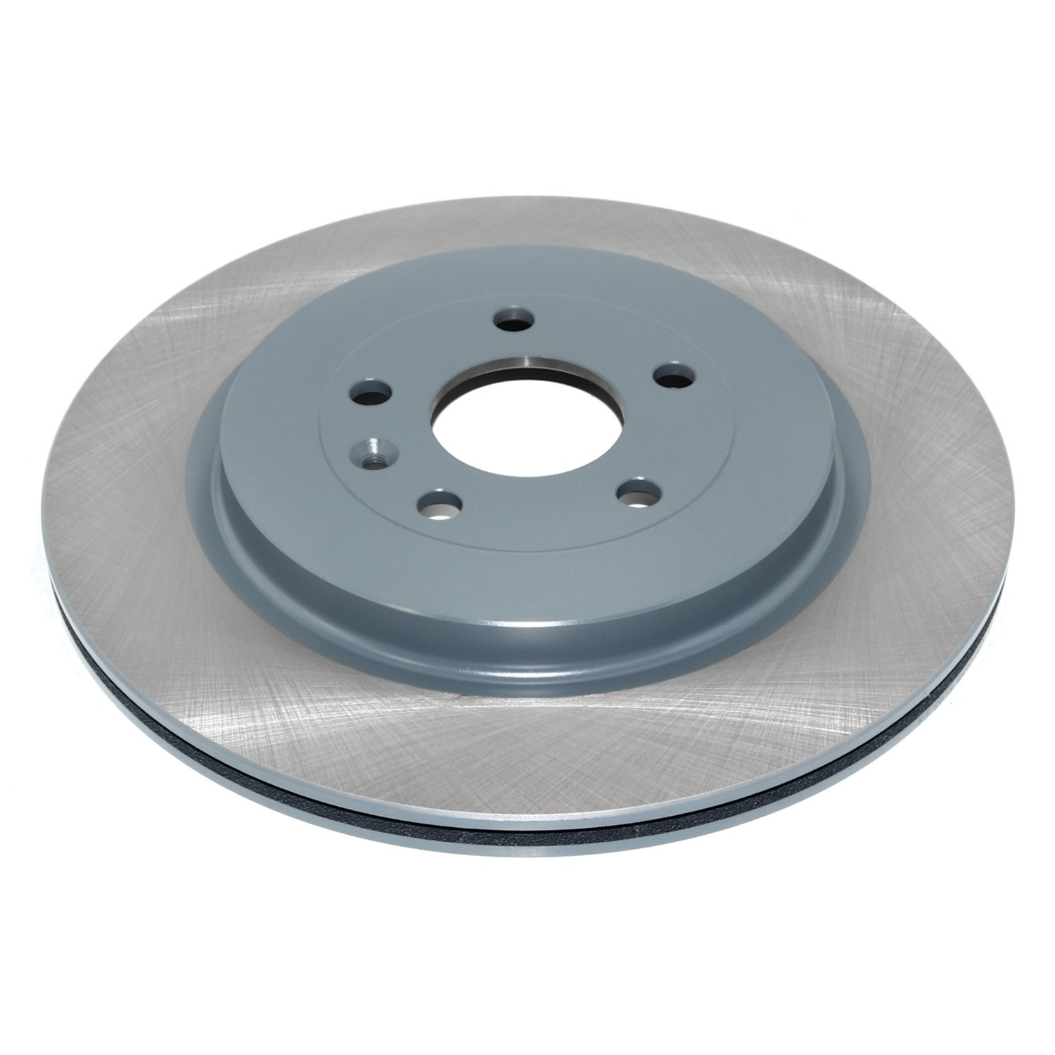 Coated on hat and edge; non-directional swirl finish