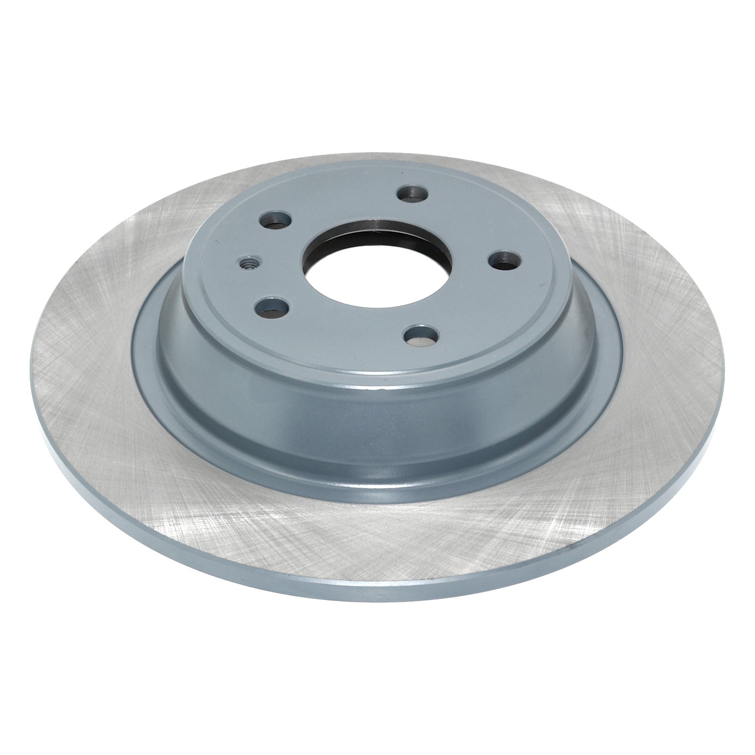 Coated on hat and edge; non-directional swirl finish