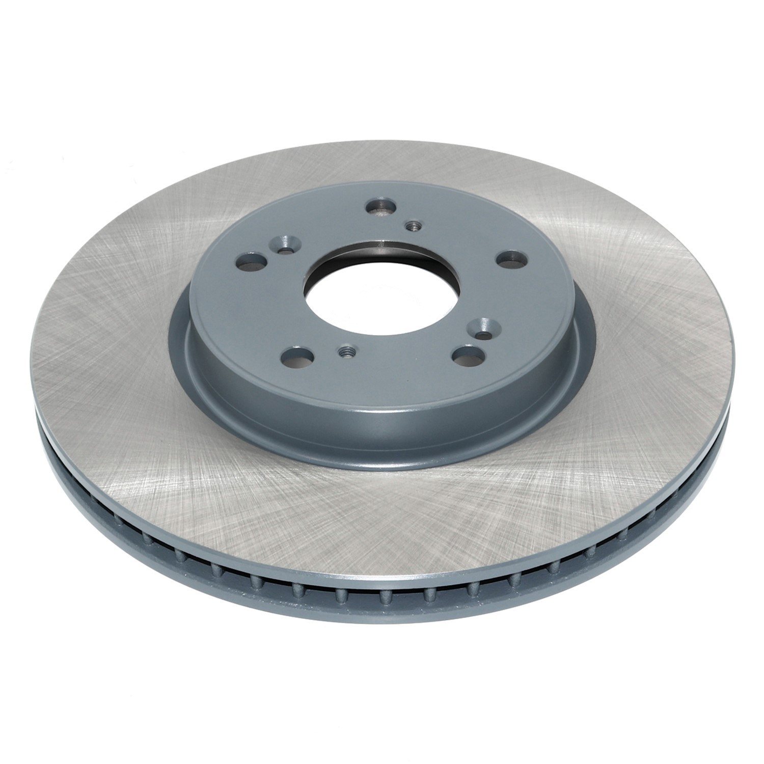 Coated on hat and edge; non-directional swirl finish