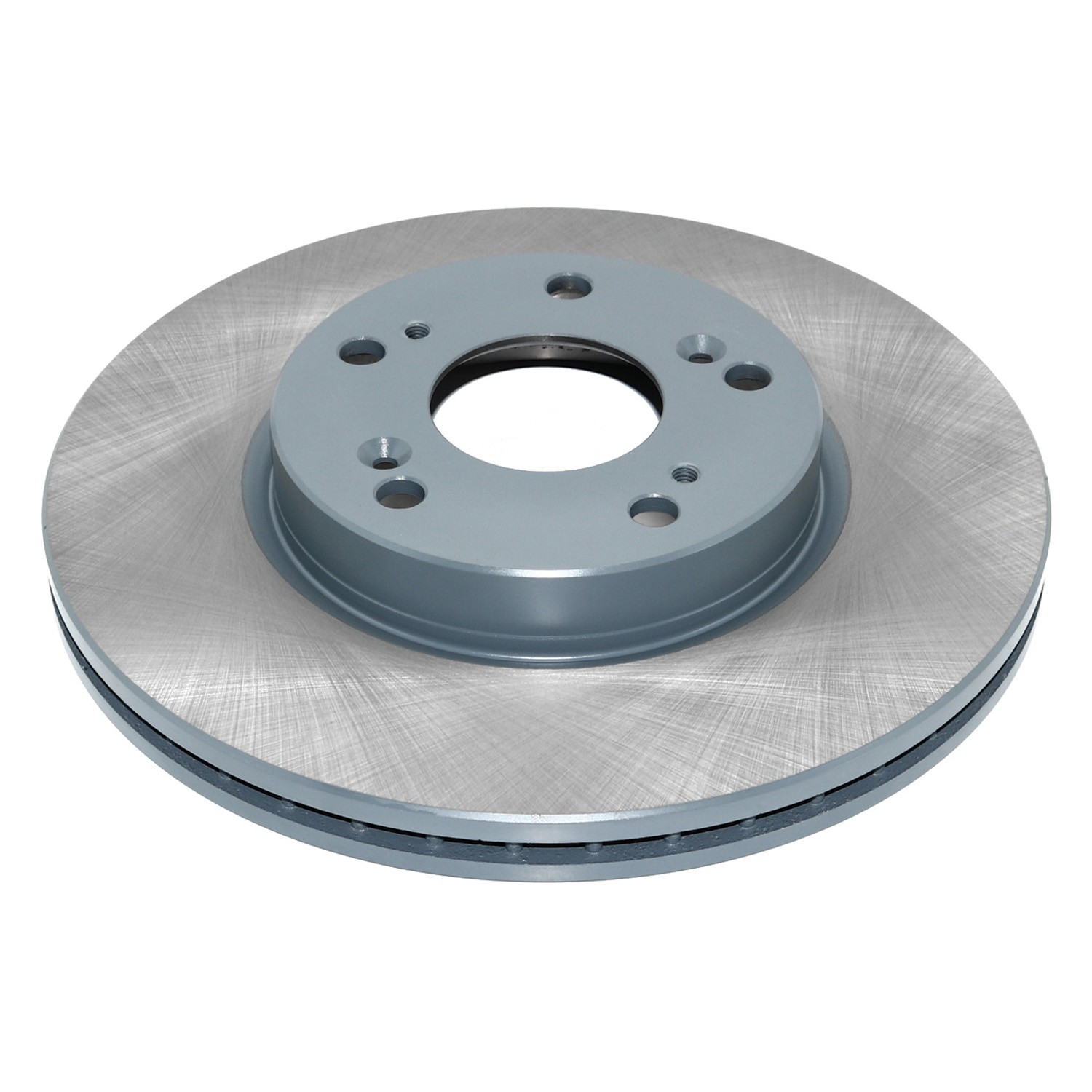 Coated on hat and edge; non-directional swirl finish