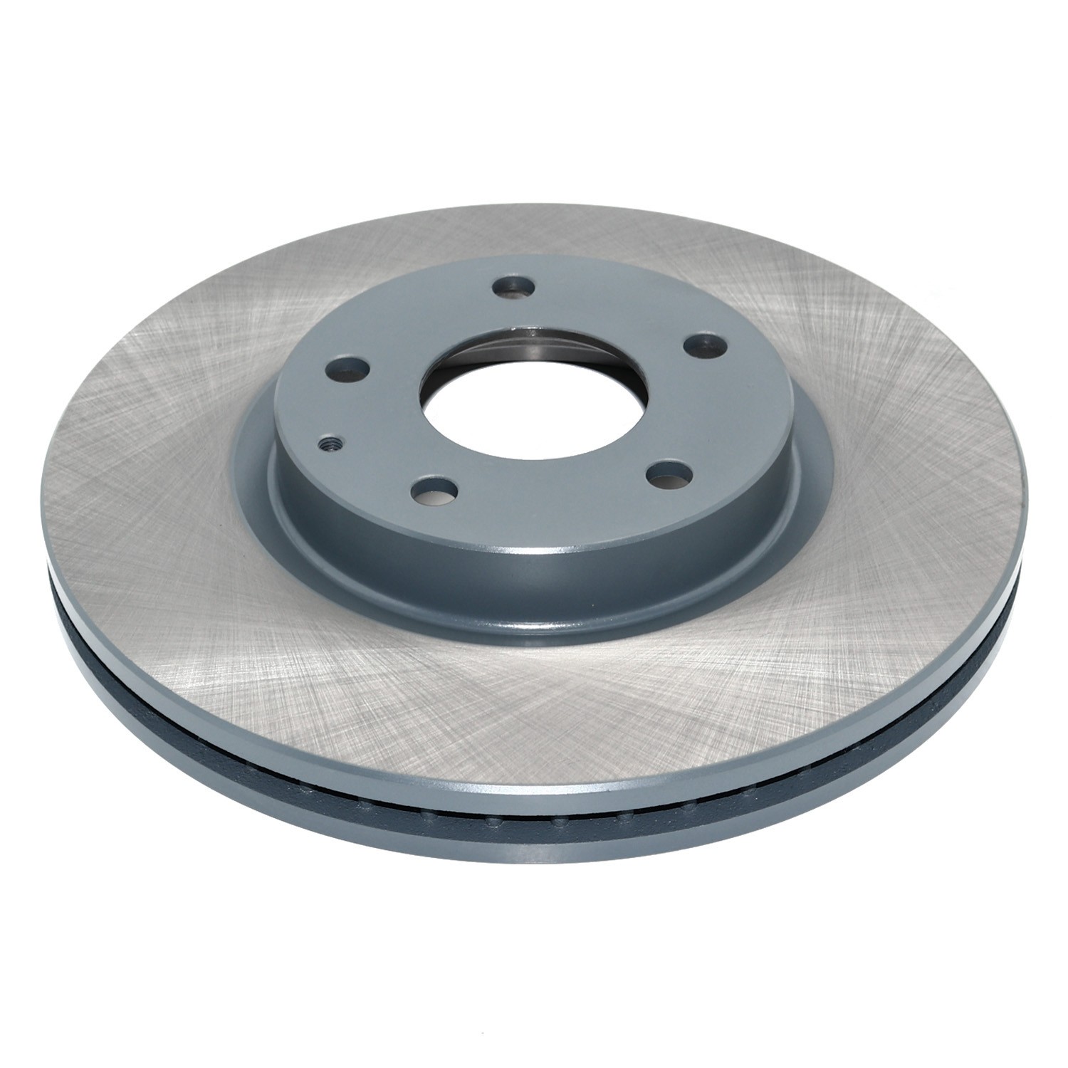 Coated on hat and edge; non-directional swirl finish