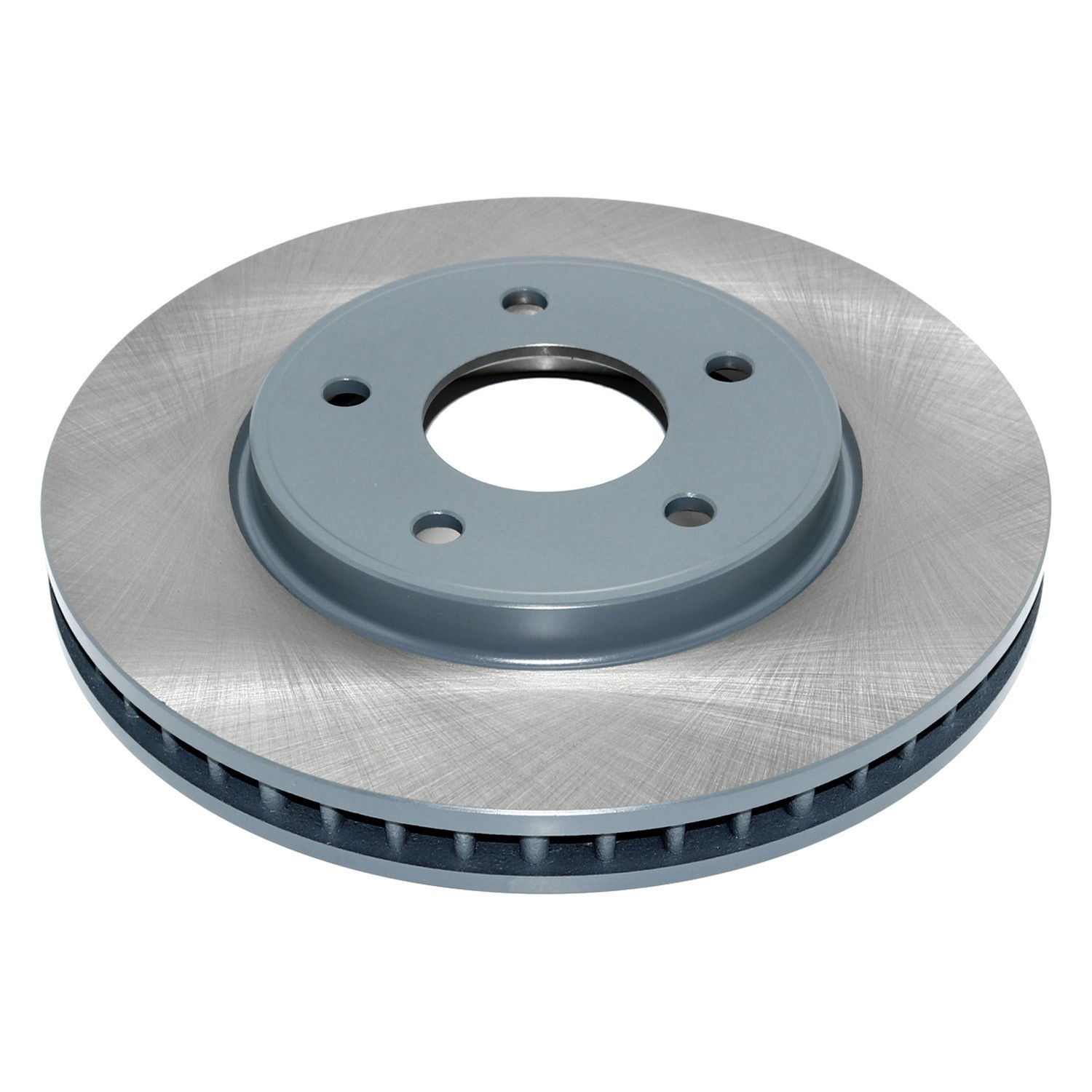 Coated on hat and edge; non-directional swirl finish