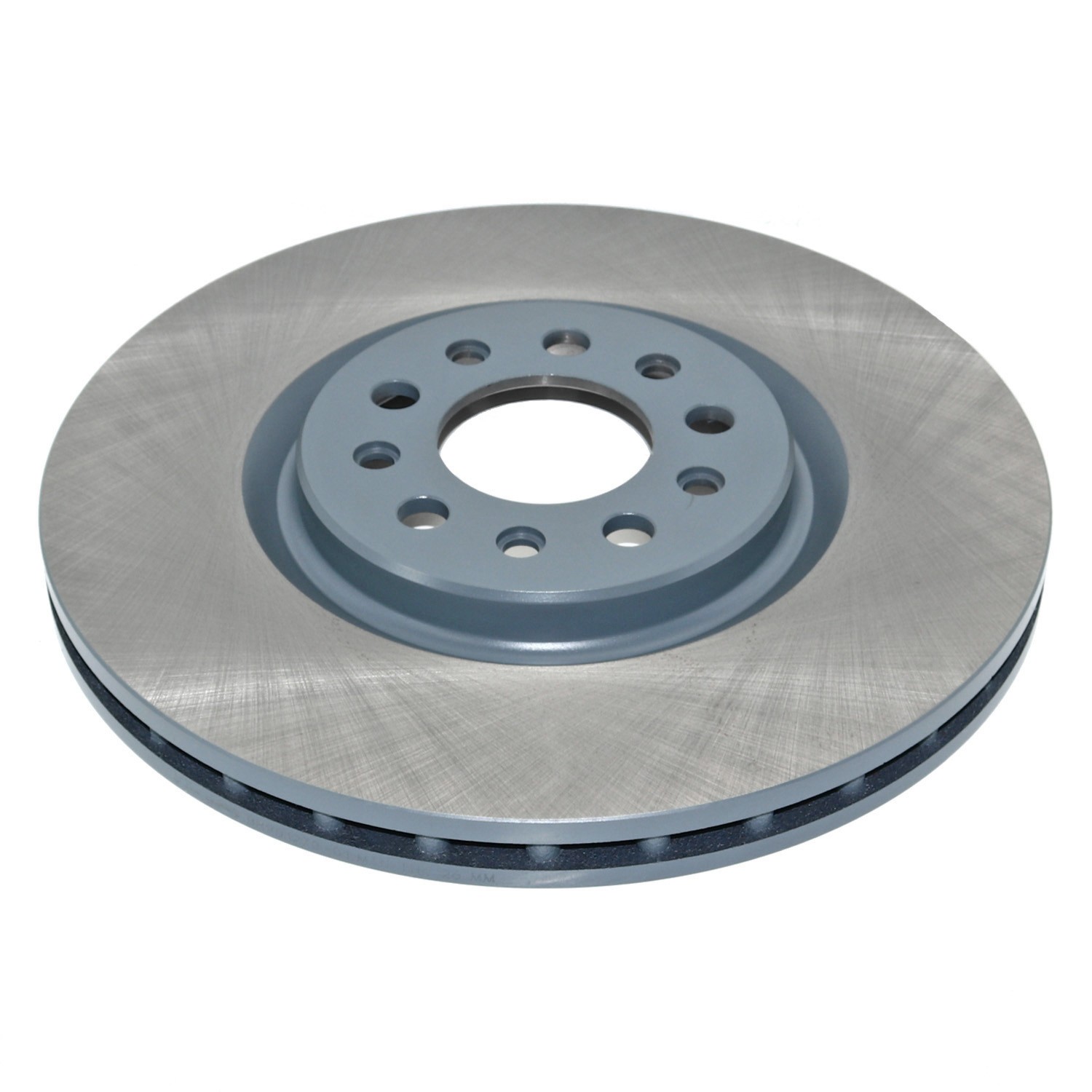 Coated on hat and edge; non-directional swirl finish
