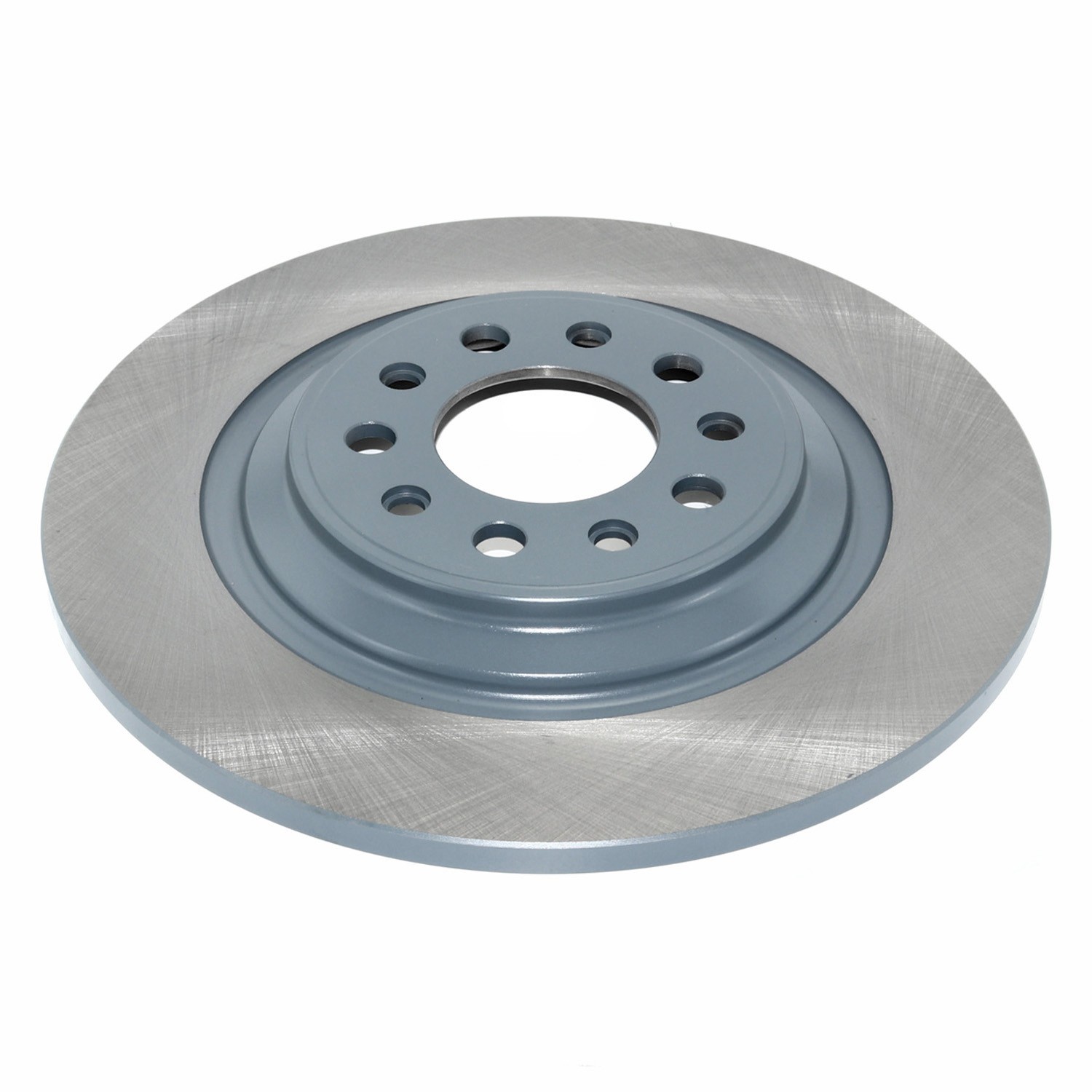 Coated on hat and edge; non-directional swirl finish