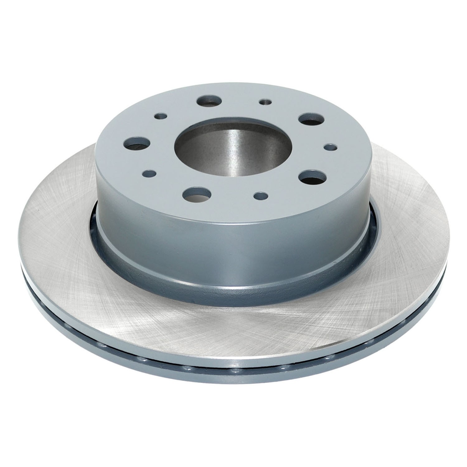 Coated on hat and edge; non-directional swirl finish