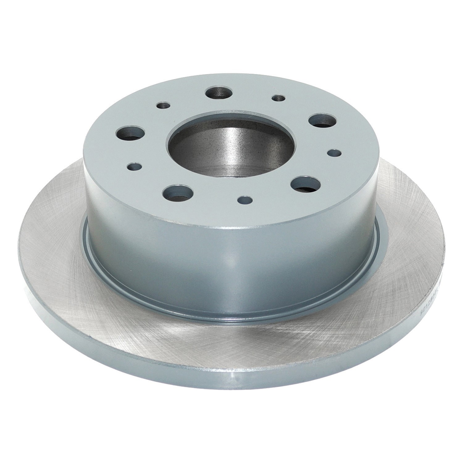Coated on hat and edge; non-directional swirl finish