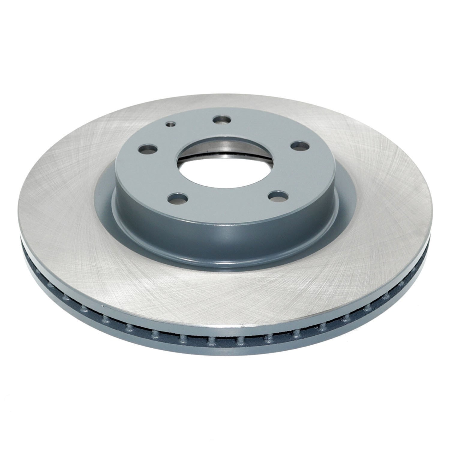 Coated on hat and edge; non-directional swirl finish