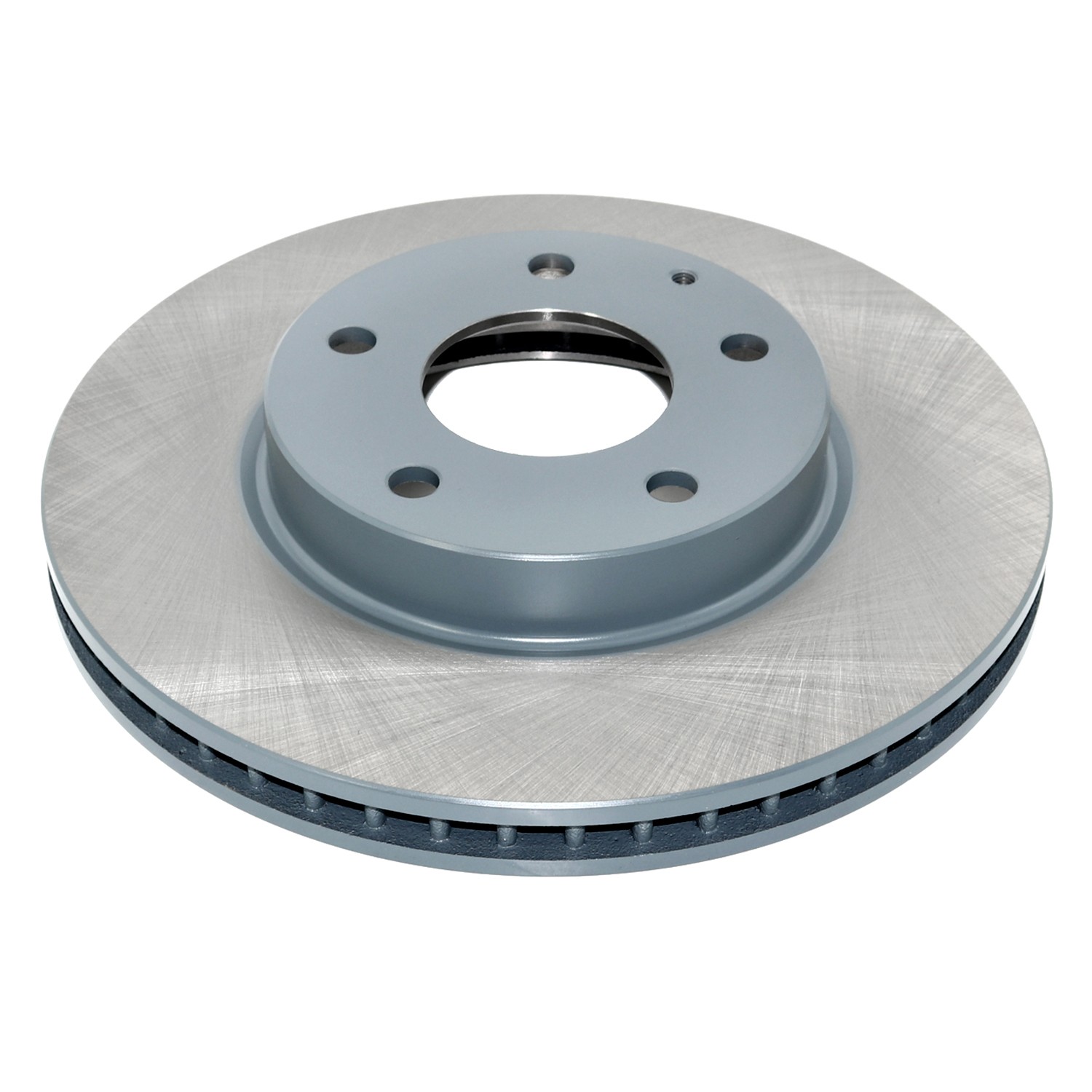 Coated on hat and edge; non-directional swirl finish