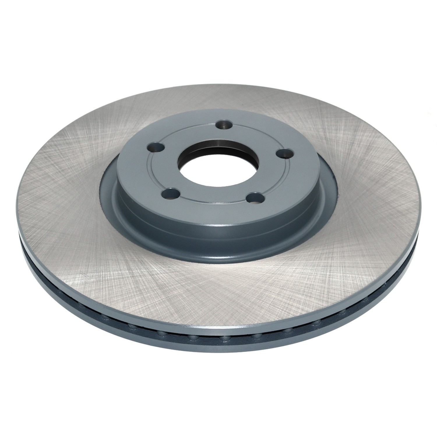 Coated on hat and edge; non-directional swirl finish
