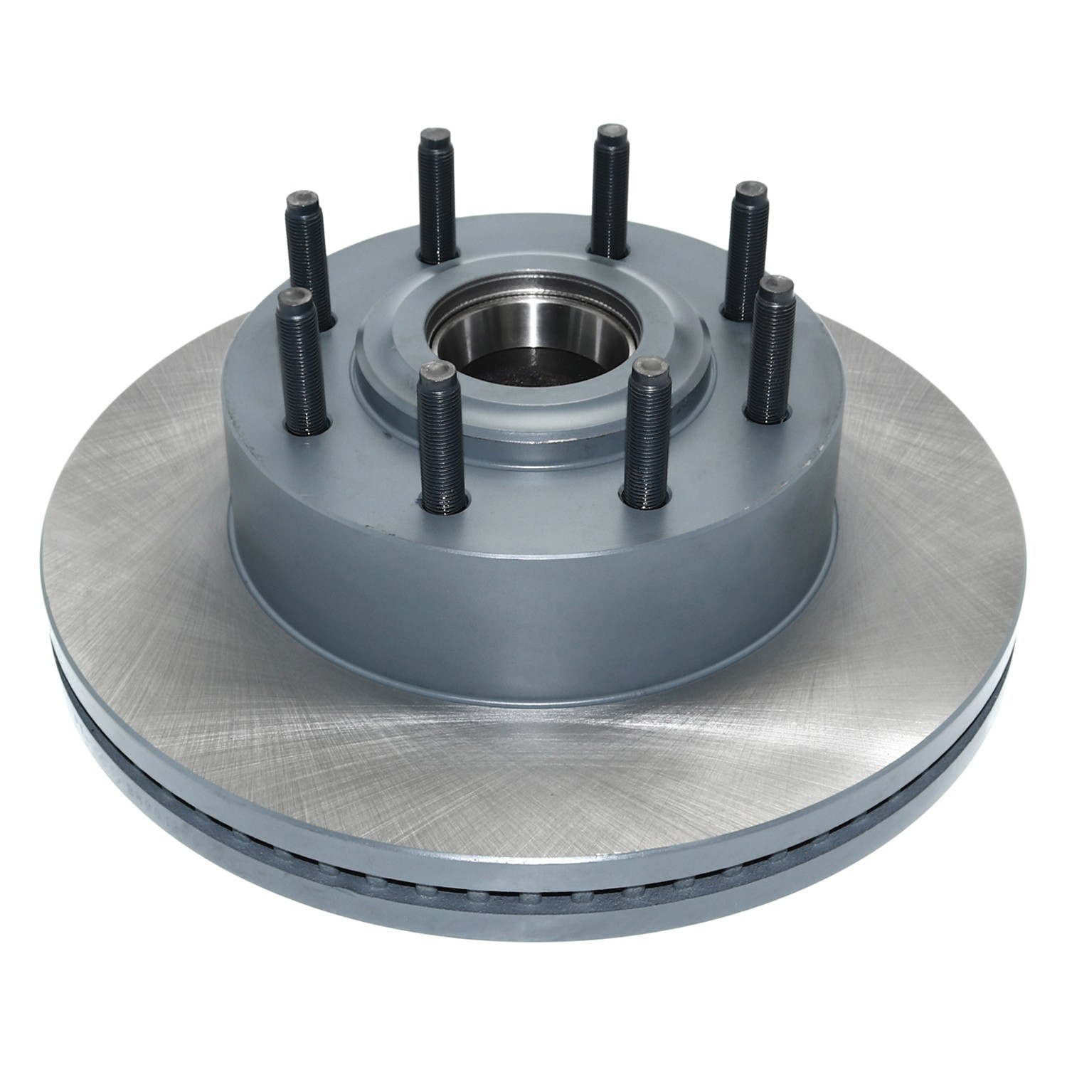 Coated on hat and edge; non-directional swirl finish