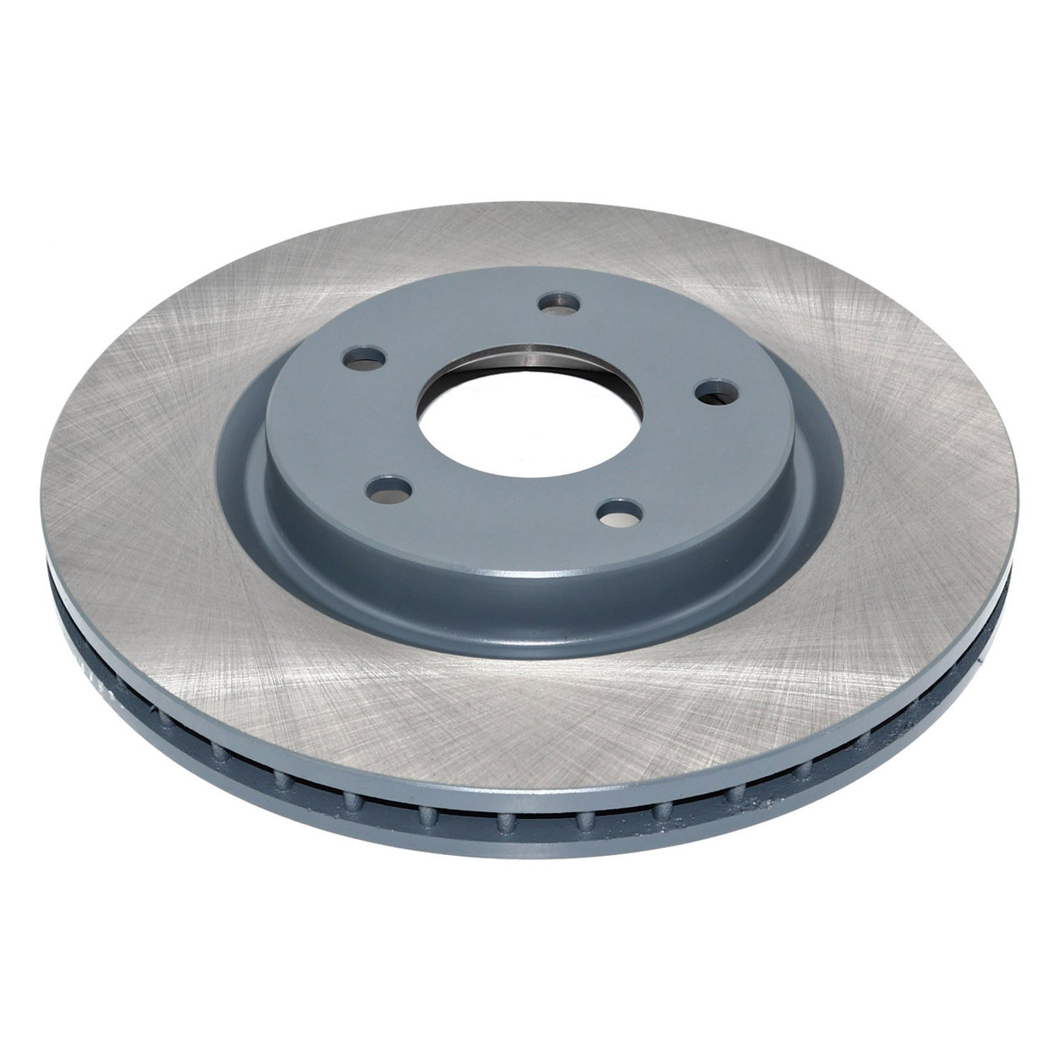 Coated on hat and edge; non-directional swirl finish