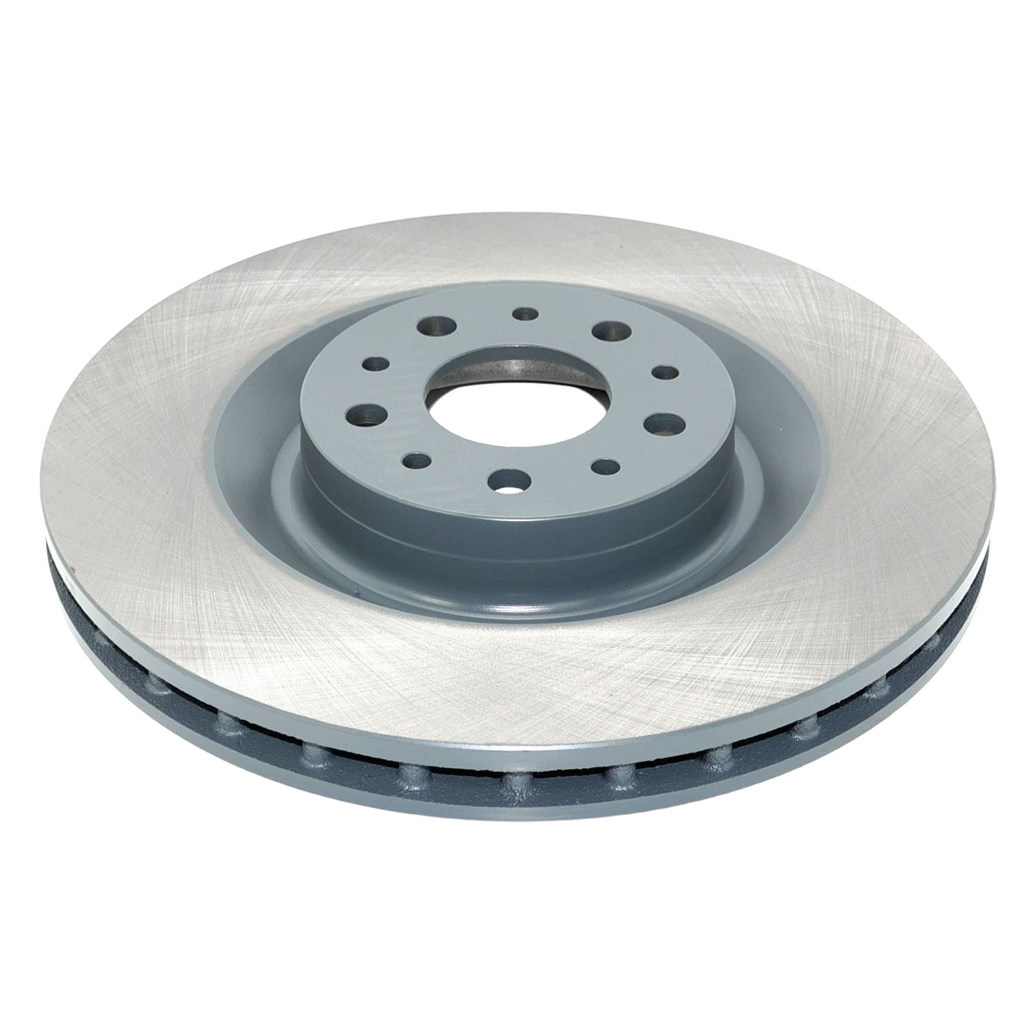 Coated on hat and edge; non-directional swirl finish