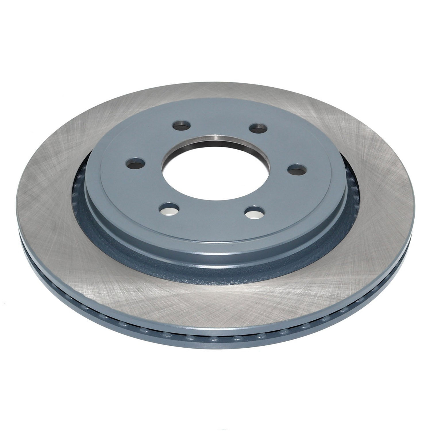 Coated on hat and edge; non-directional swirl finish