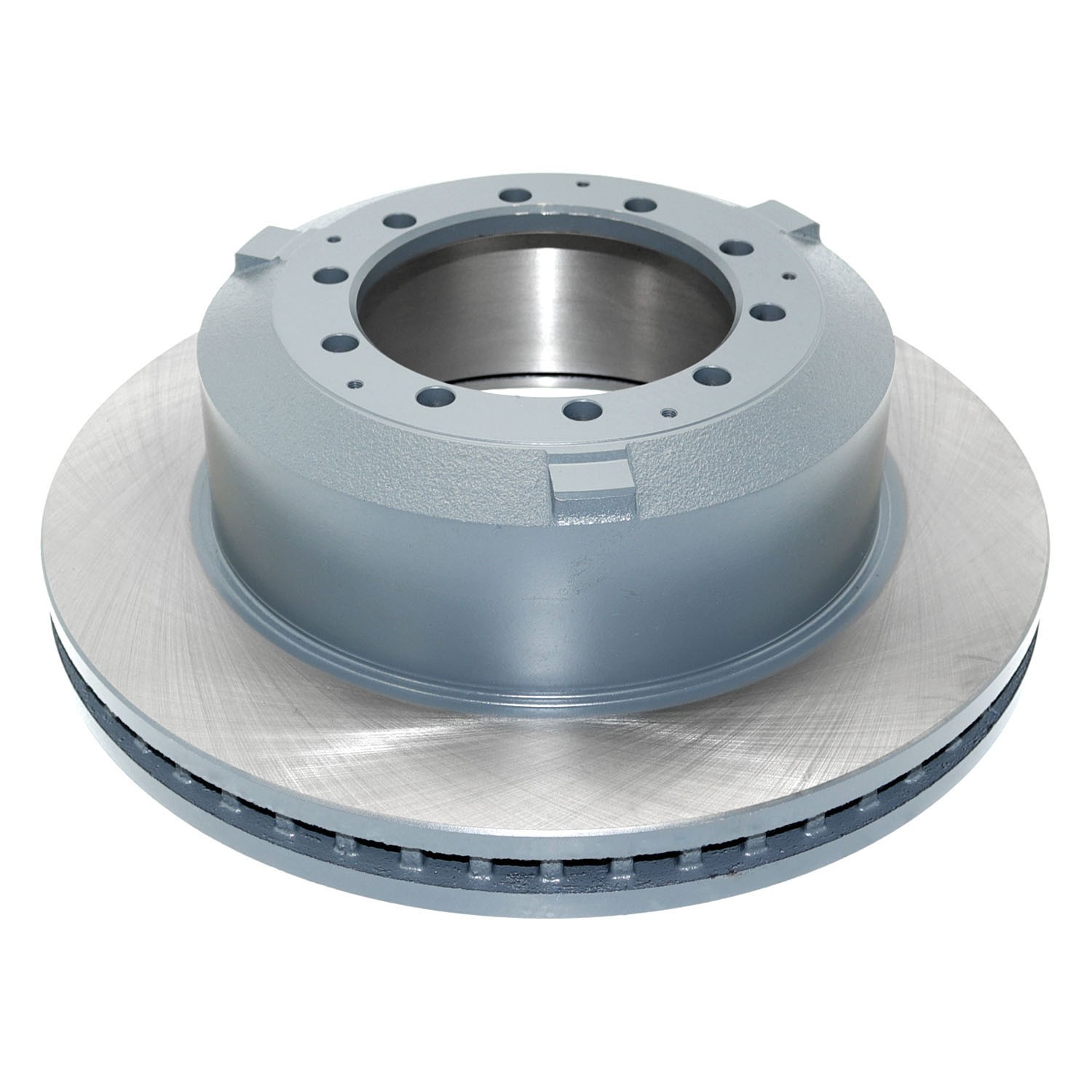Coated on hat and edge; non-directional swirl finish