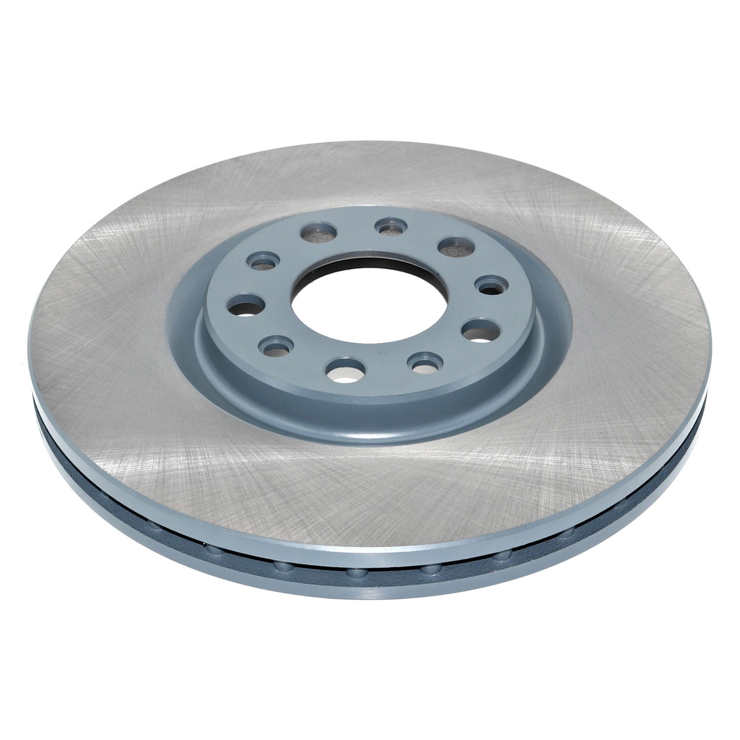 Coated on hat and edge; non-directional swirl finish