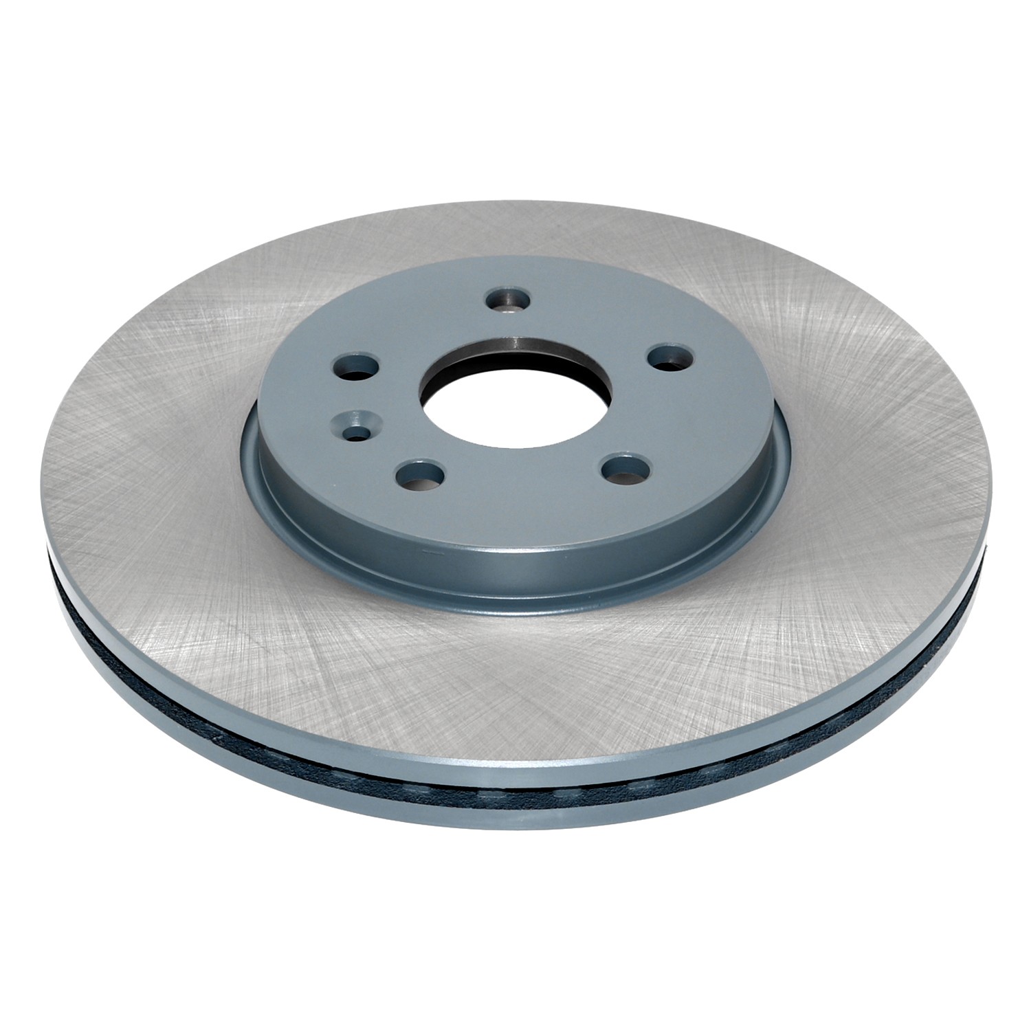 Coated on hat and edge; non-directional swirl finish