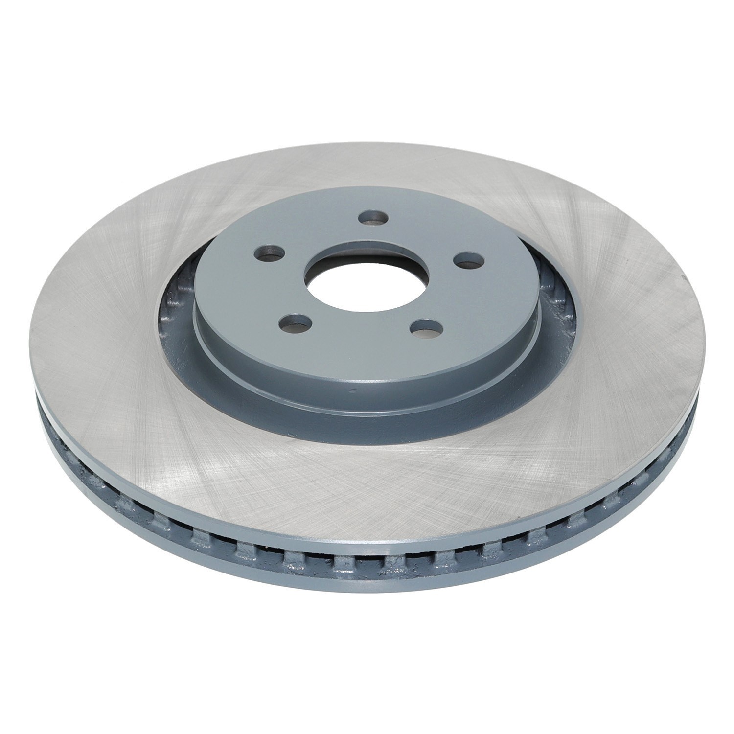 Coated on hat and edge; non-directional swirl finish