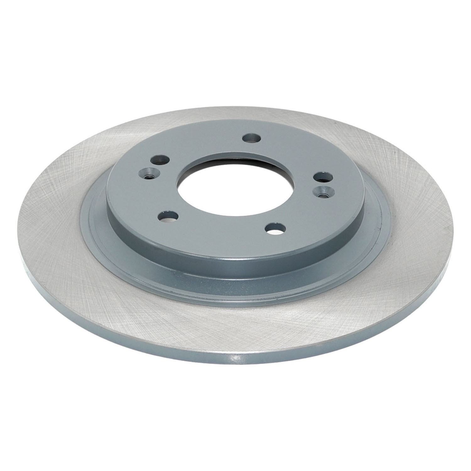 Coated on hat and edge; non-directional swirl finish