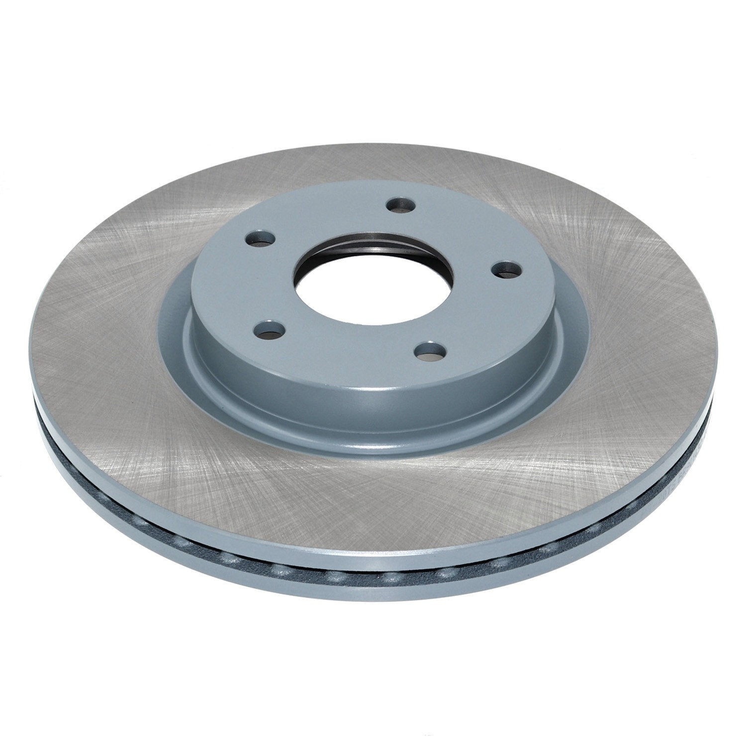 Coated on hat and edge; non-directional swirl finish