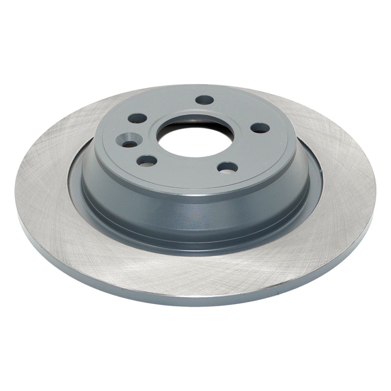 Coated on hat and edge; non-directional swirl finish