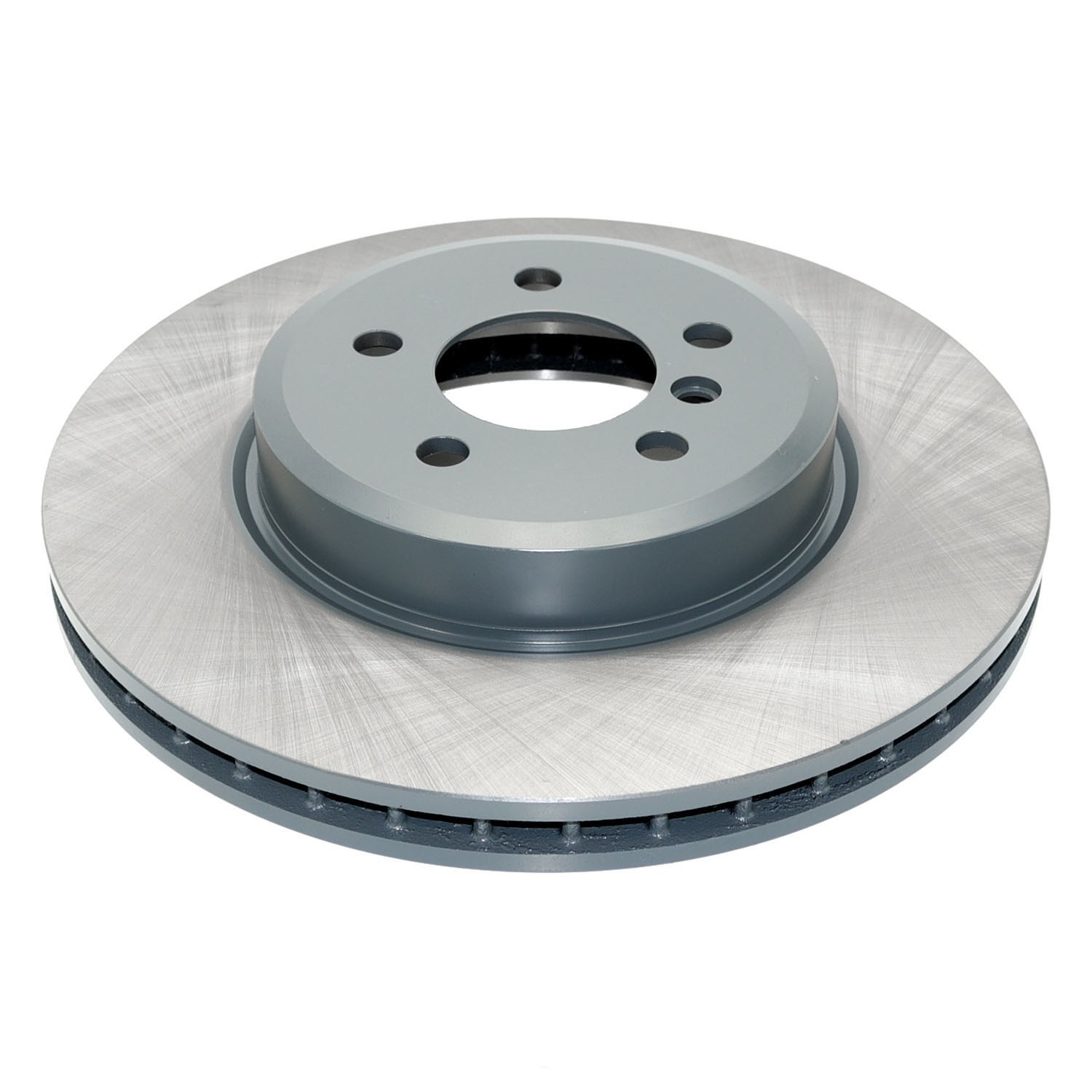 Coated on hat and edge; non-directional swirl finish