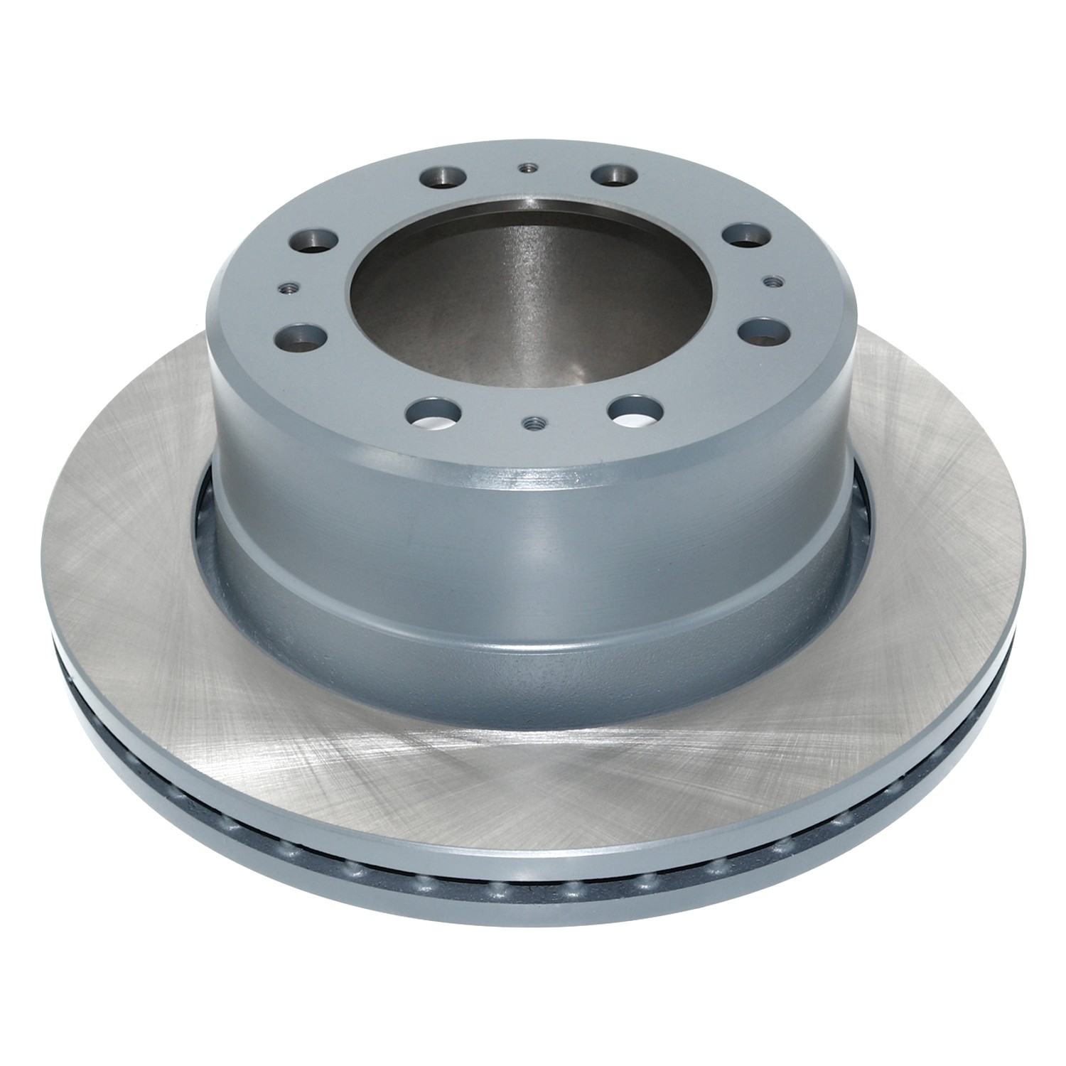 Coated on hat and edge; non-directional swirl finish