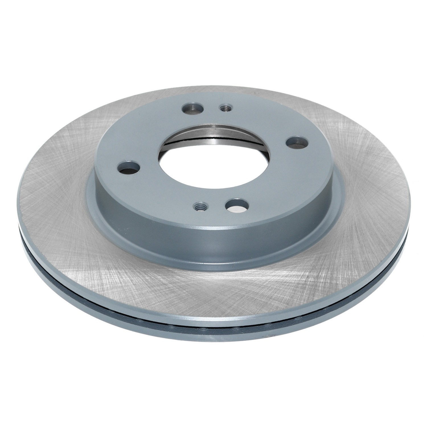 Coated on hat and edge; non-directional swirl finish