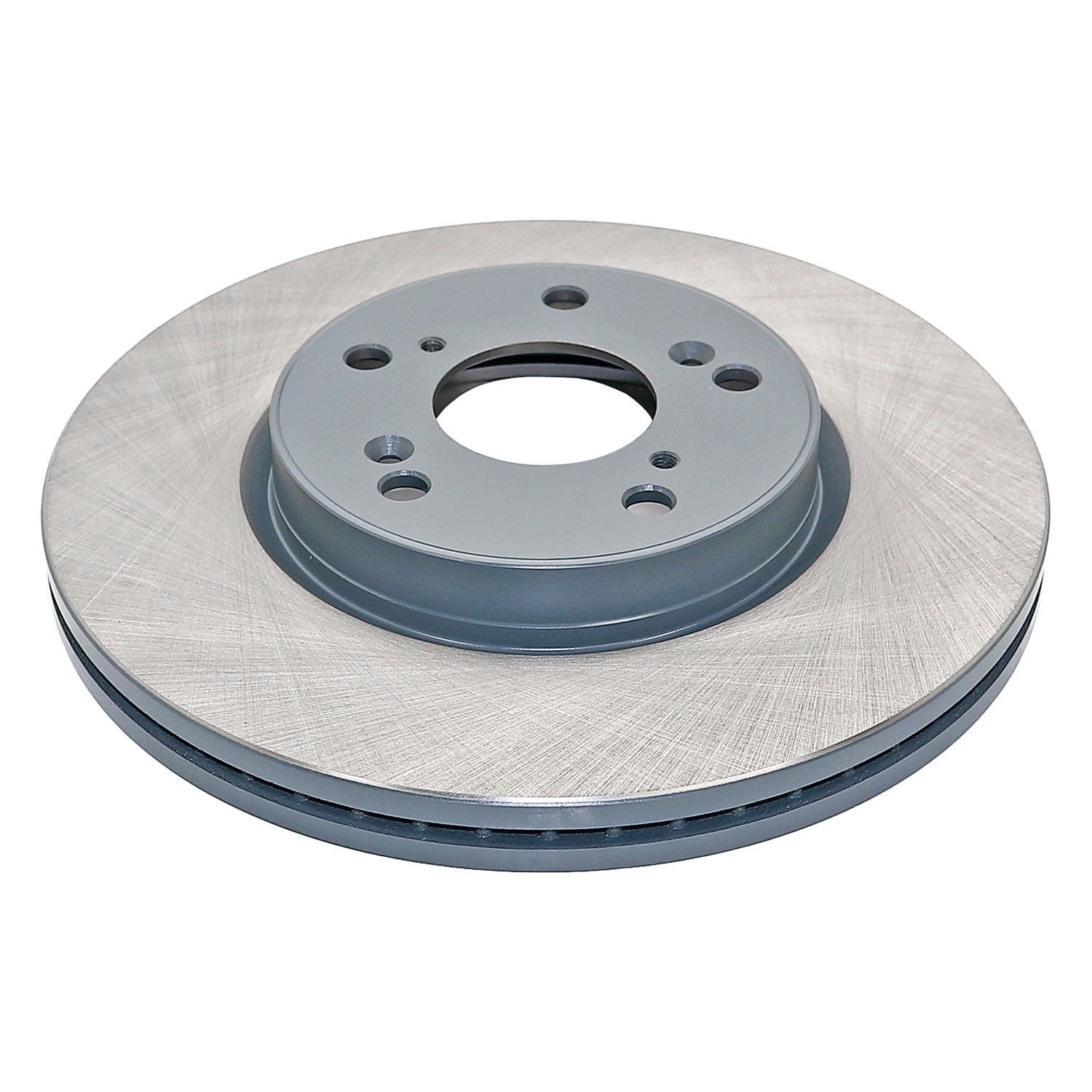 Coated on hat and edge; non-directional swirl finish
