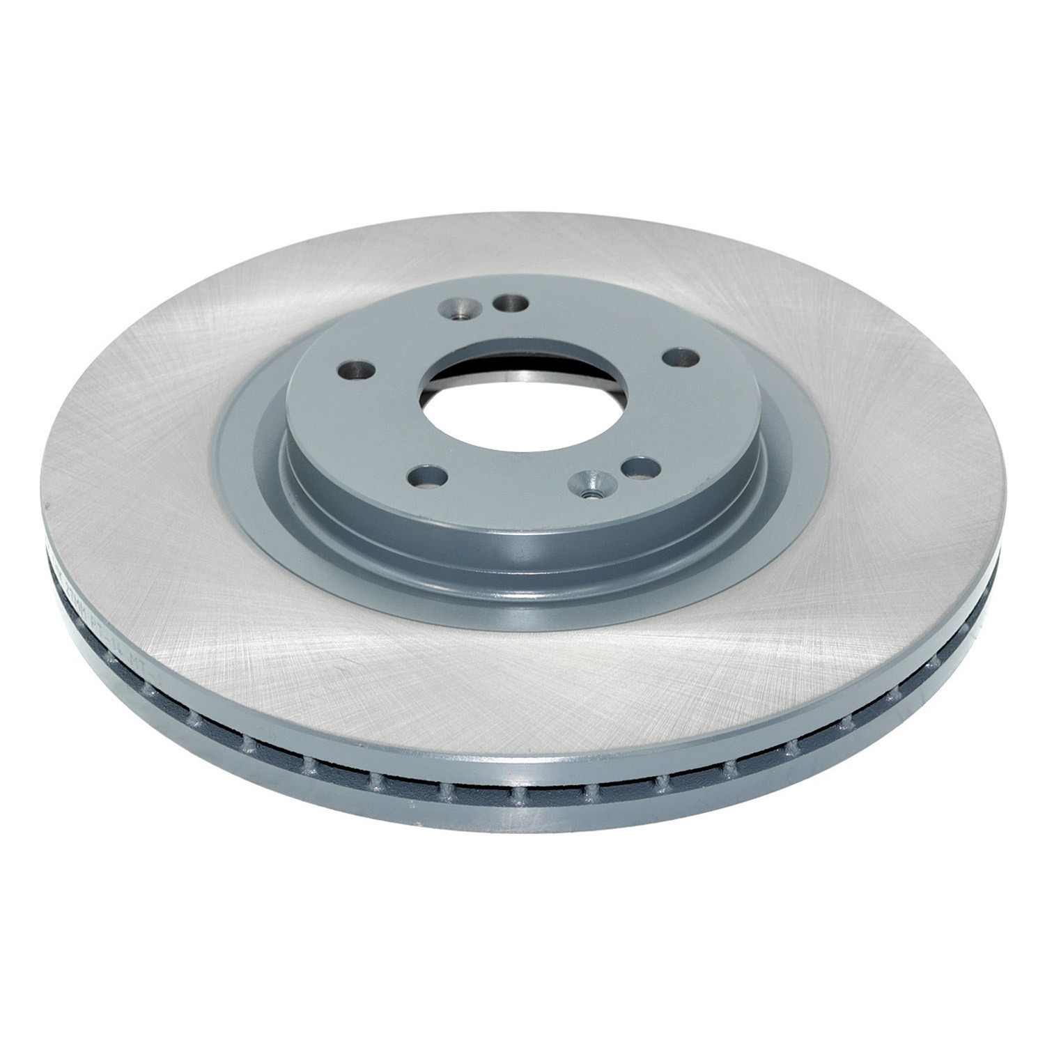 Coated on hat and edge; non-directional swirl finish