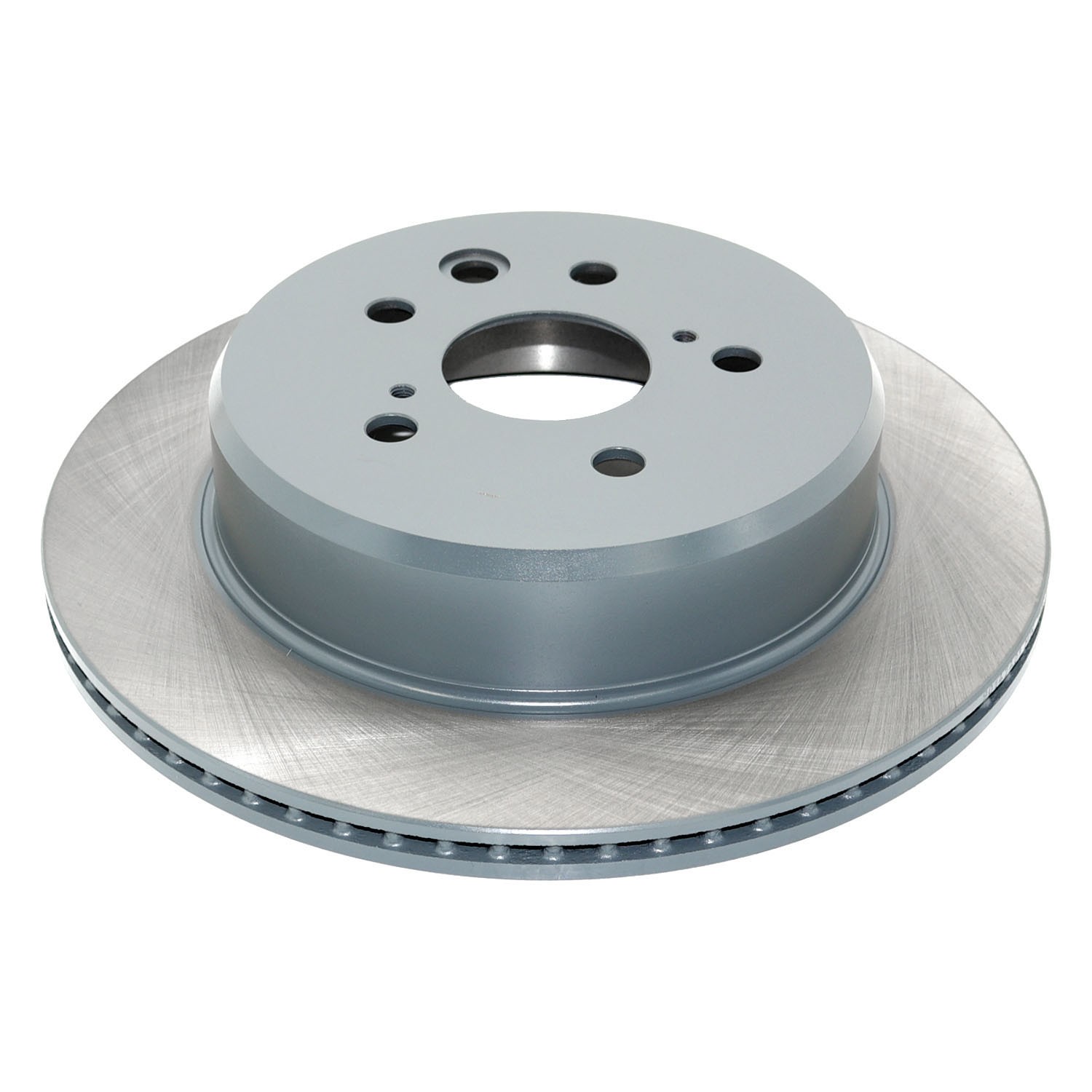 Coated on hat and edge; non-directional swirl finish