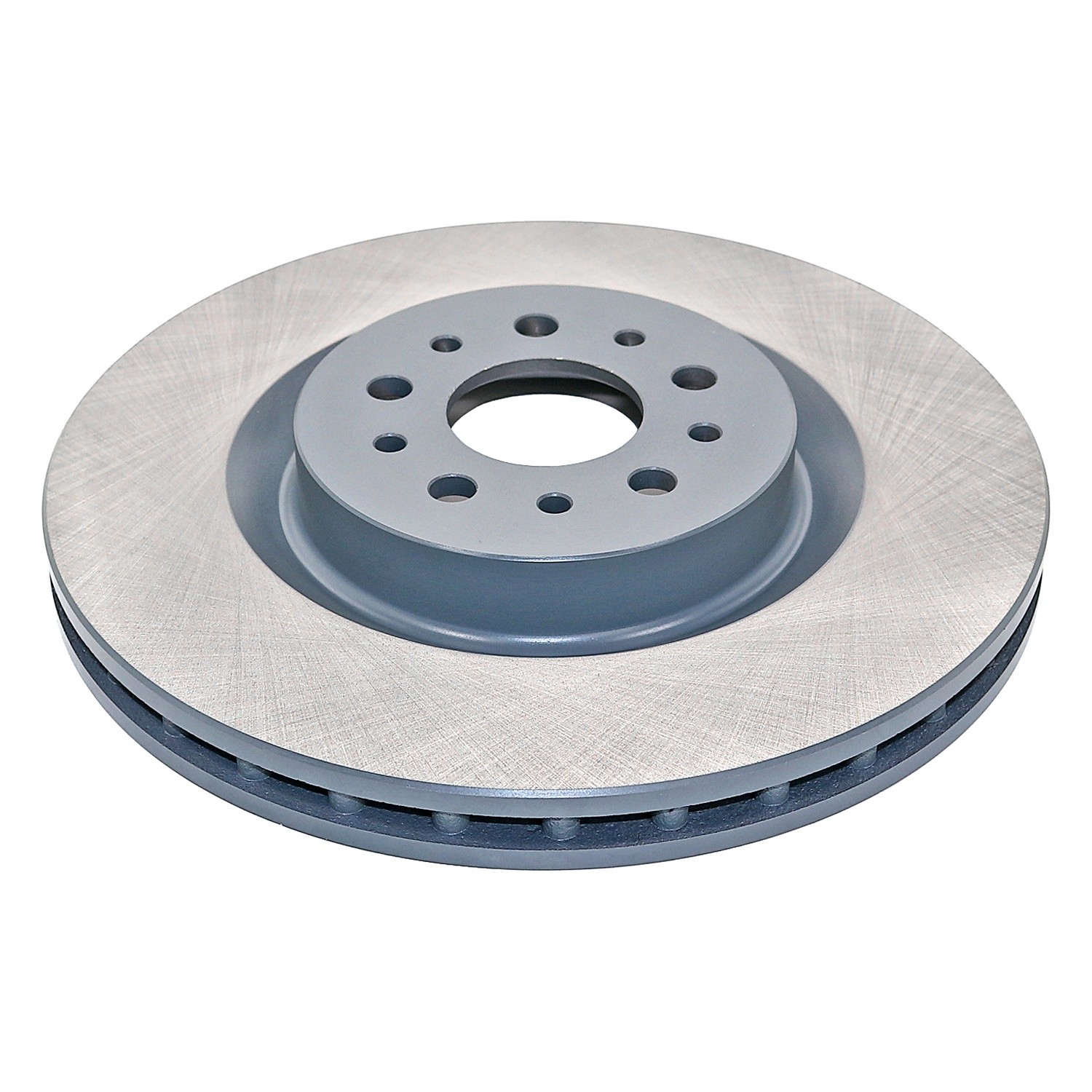 Coated on hat and edge; non-directional swirl finish
