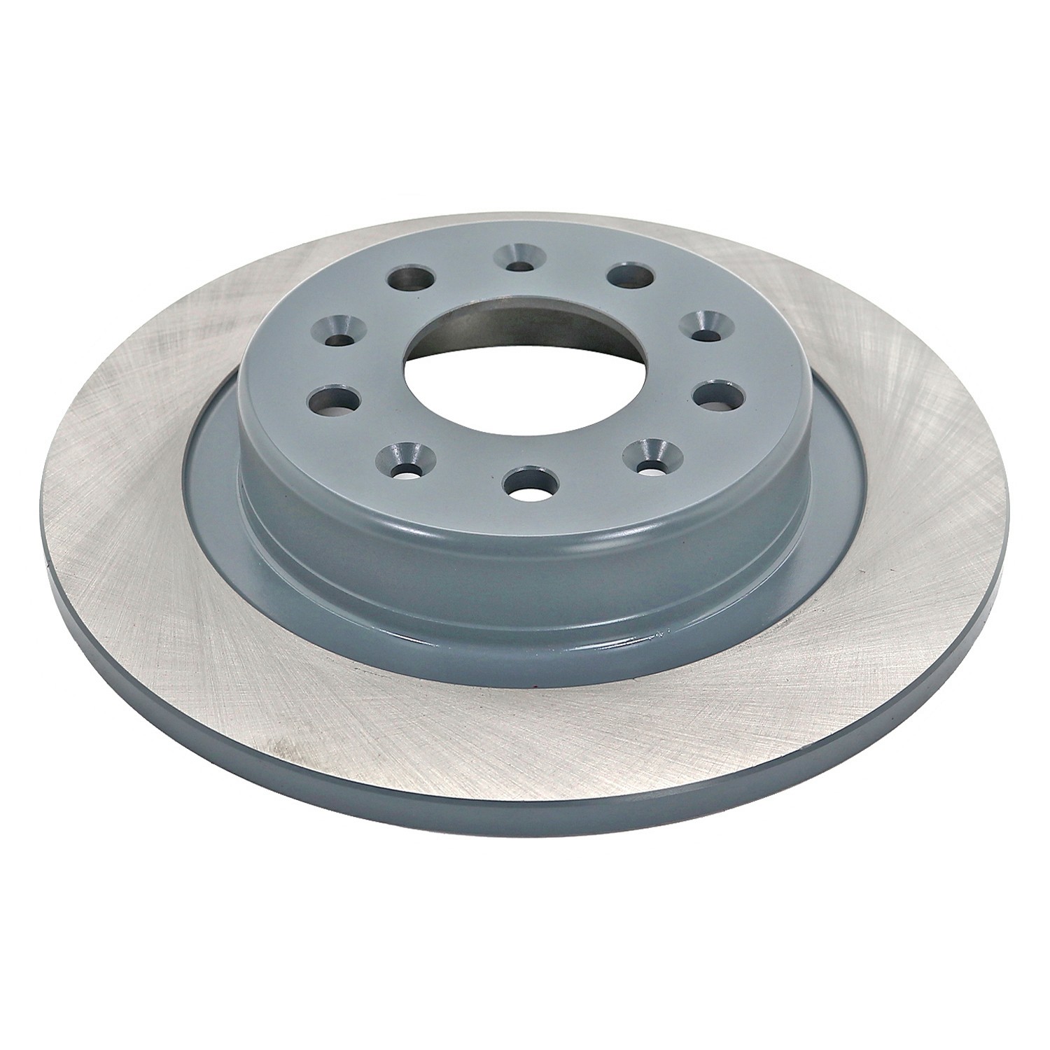 Coated on hat and edge; non-directional swirl finish